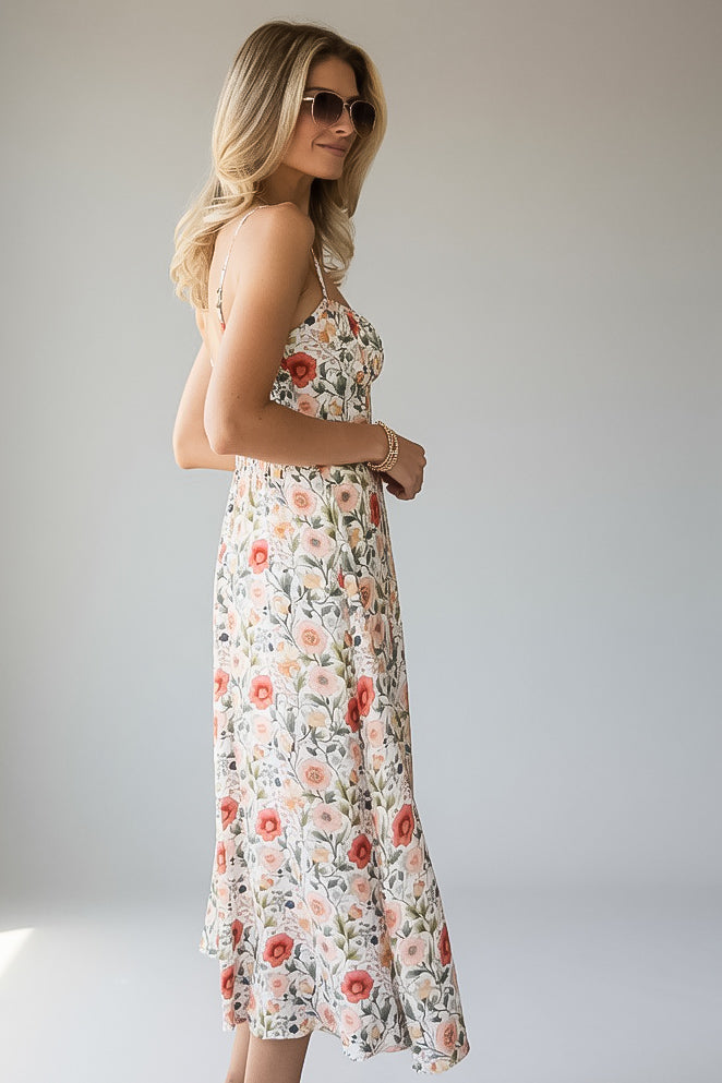 Garden Poetry Cream Floral Maxi Dress