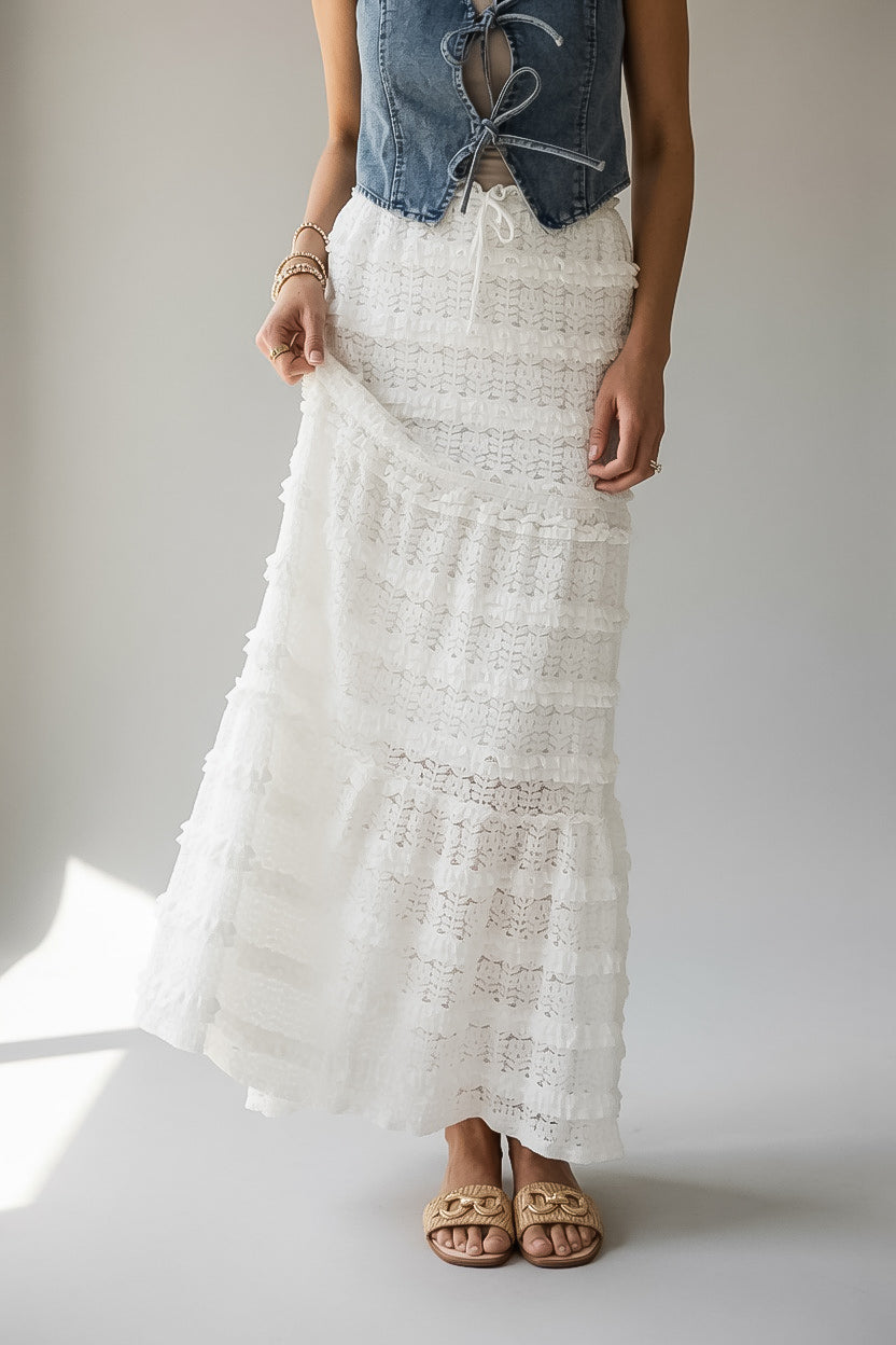 Forever Yours Lace Tiered Maxi Skirt