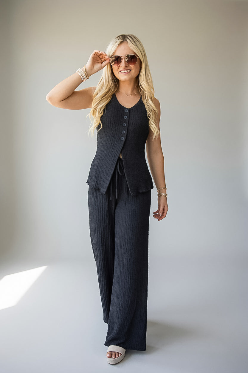 Keep It Simple Charcoal Textured Pants