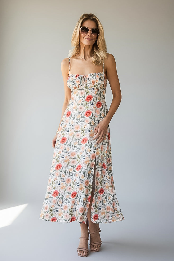 Garden Poetry Cream Floral Maxi Dress