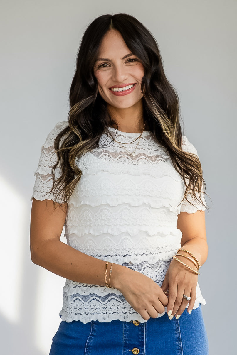 Delicate Devotion Off White Lace Blouse