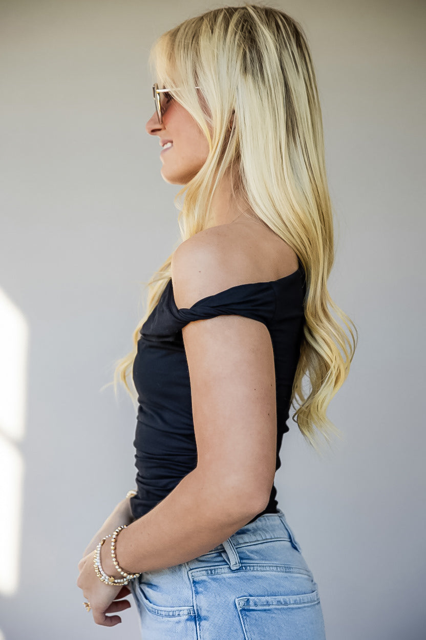 On My Mind Ruched Off-Shoulder Tank Top