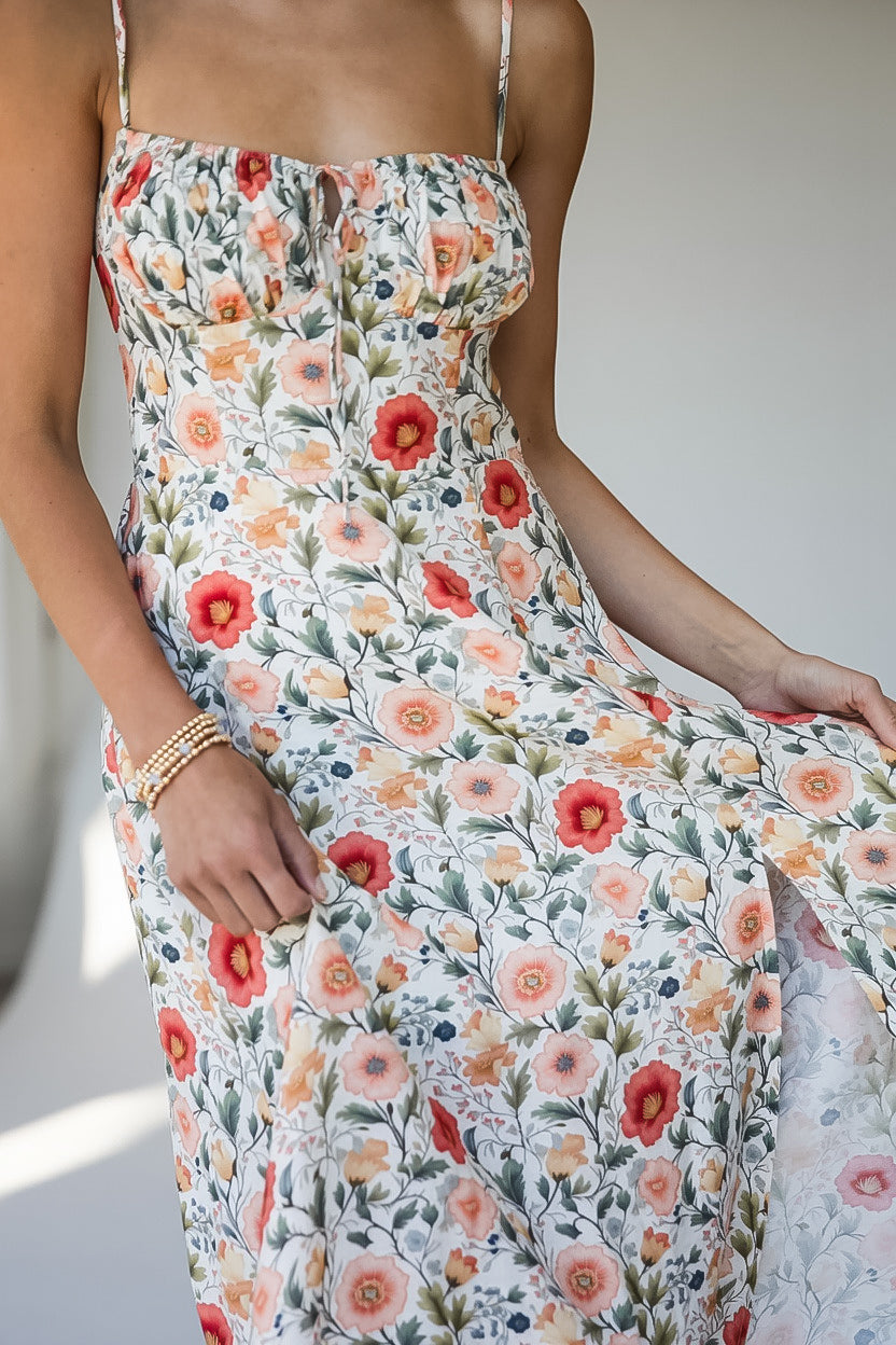 Garden Poetry Cream Floral Maxi Dress