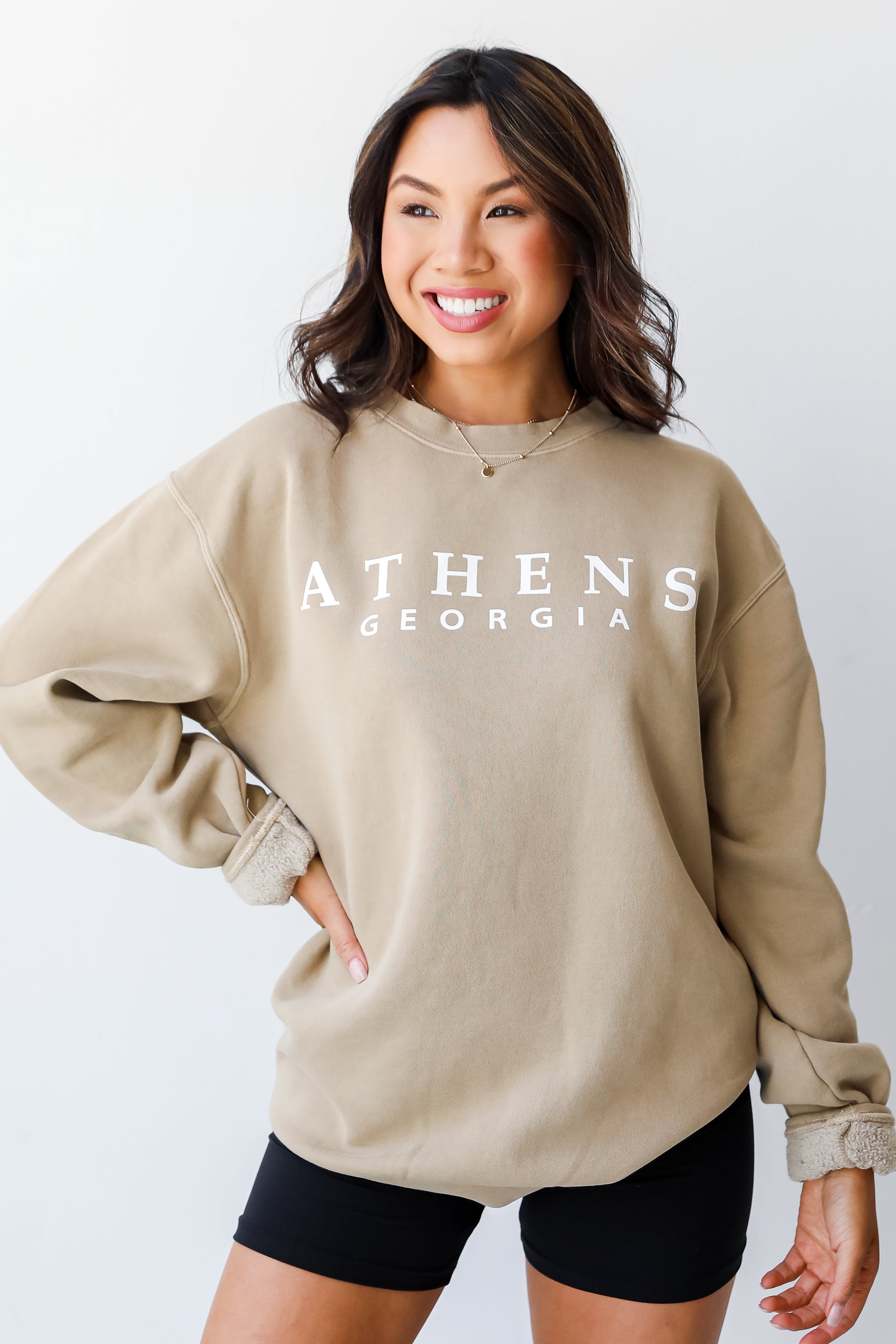 Tan Athens Georgia Pullover. Graphic Sweatshirt. Comfy Sweatshirt
