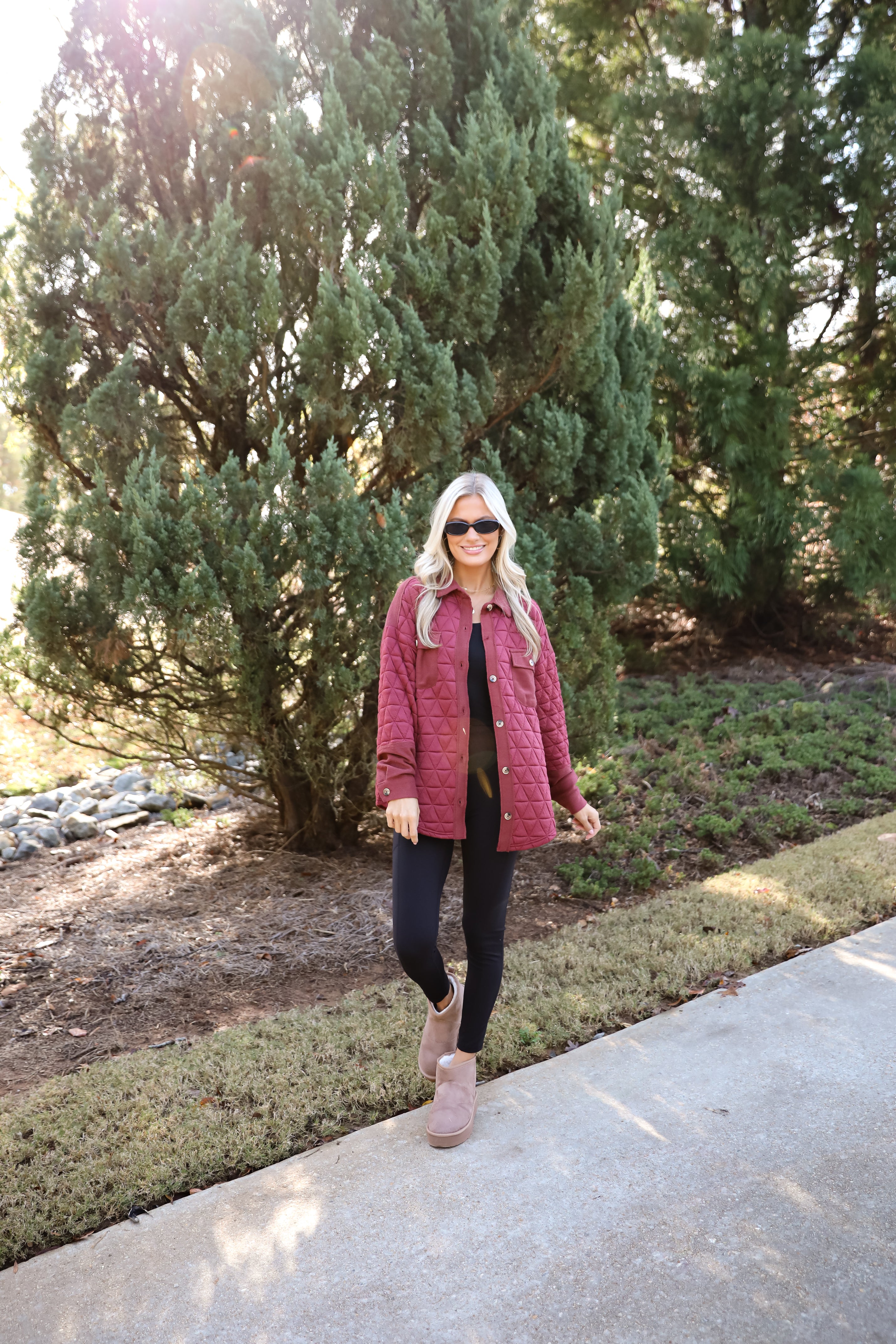 Seasonal Cuteness Brick Quilted Shacket