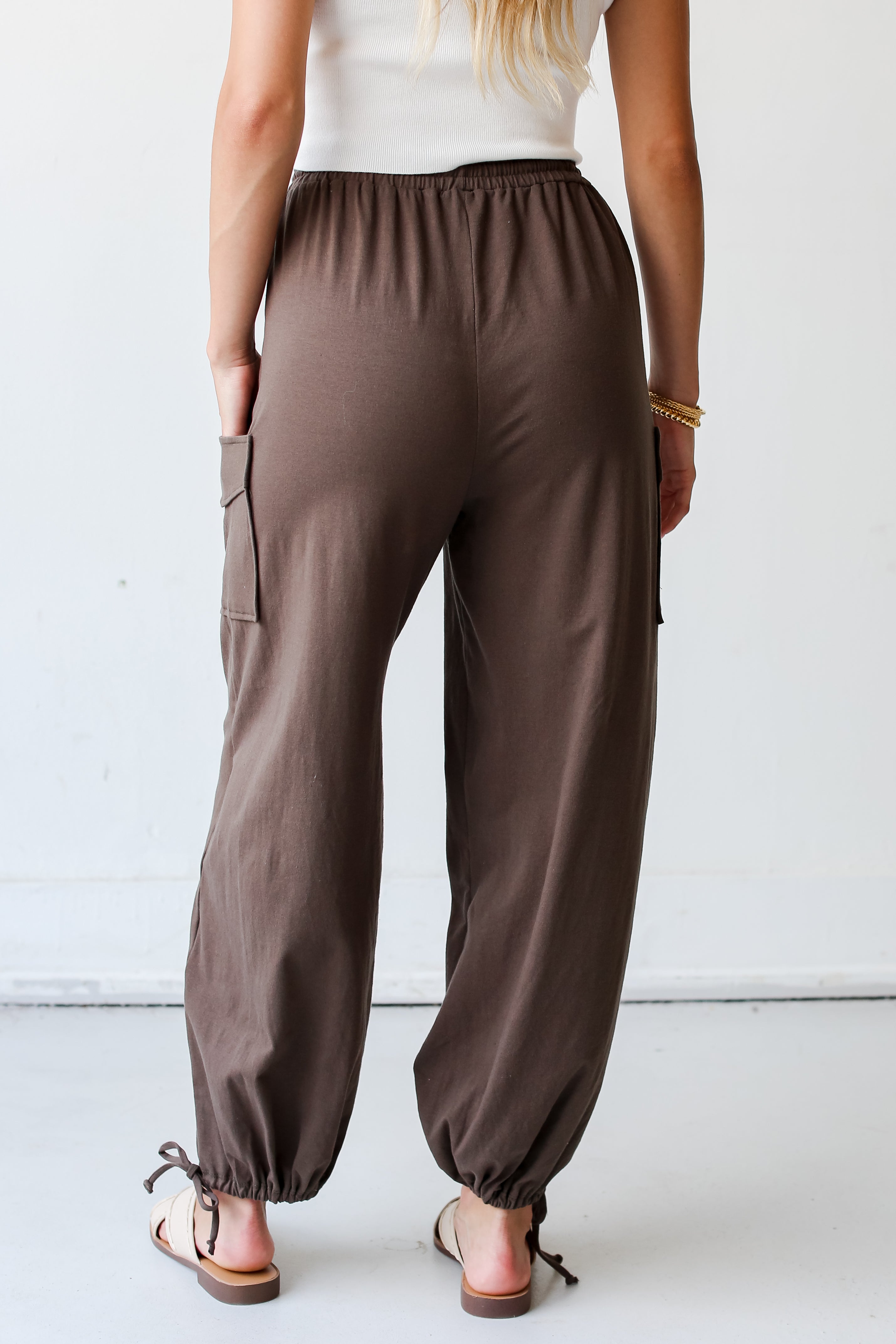 olive cargo Joggers back view