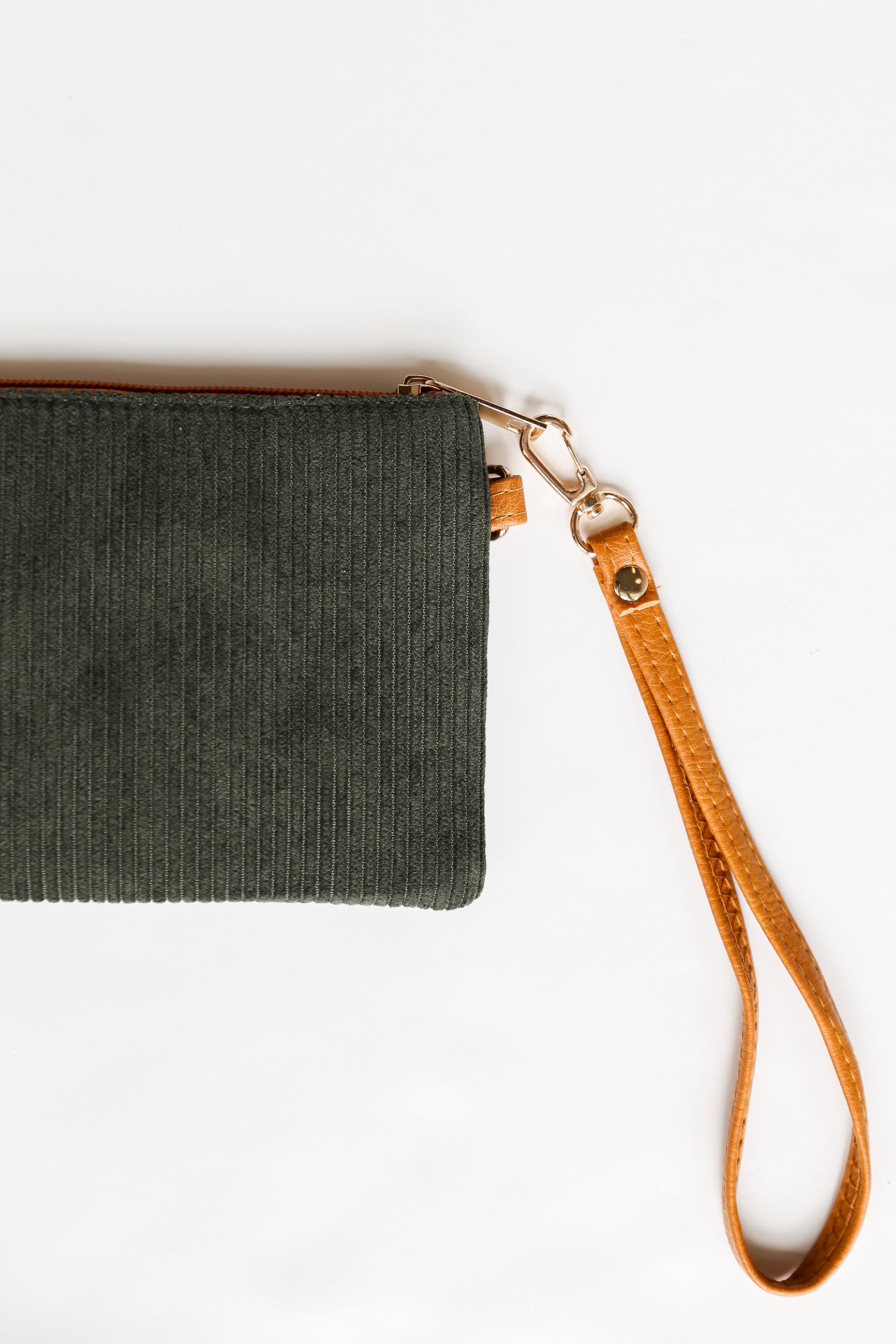 FINAL SALE - Unbelievably Cute Olive Corduroy Wristlet