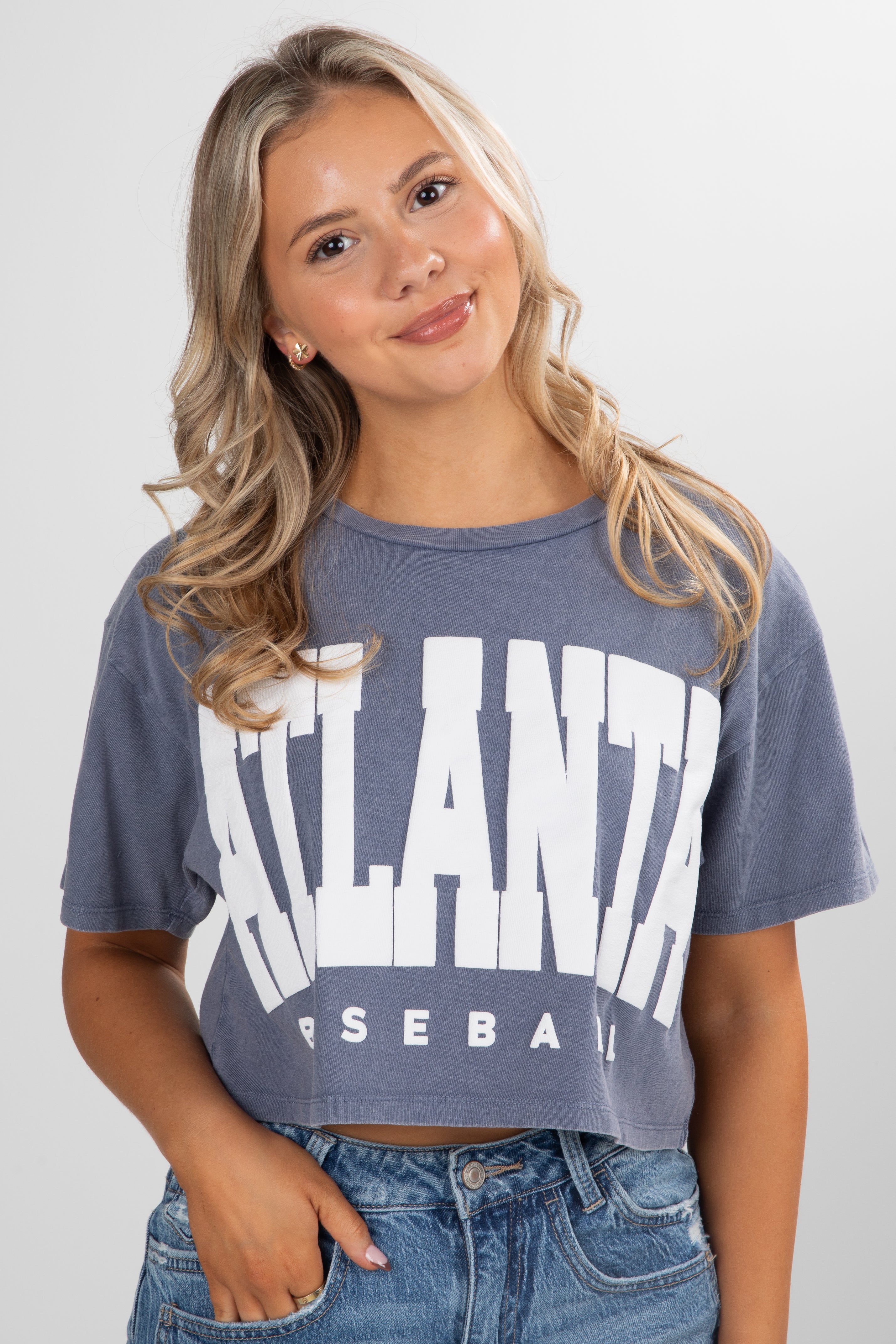 Woman wearing a blue &
