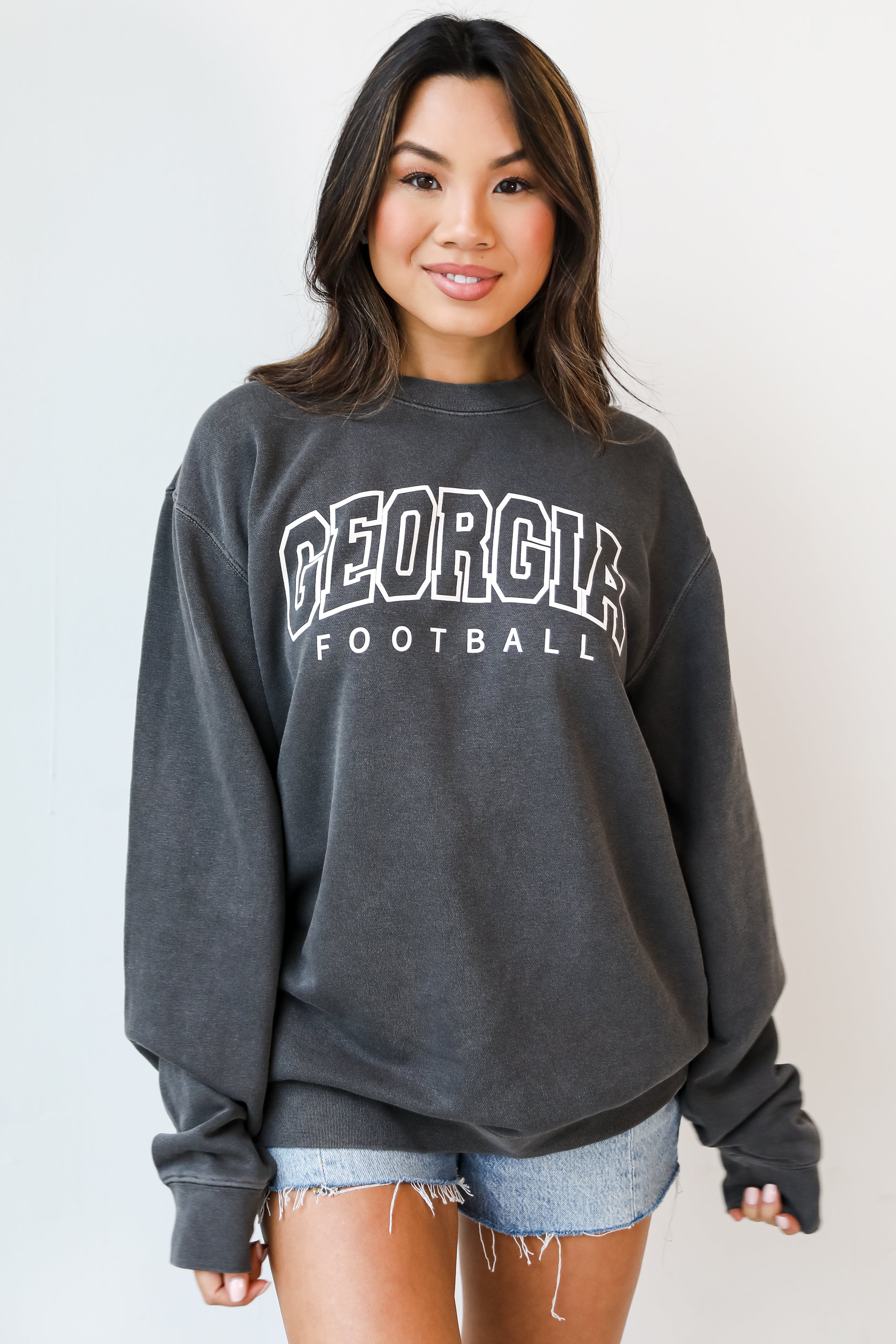 Black Georgia Football Block Letter Sweatshirt. Game Day Sweatshirt Outfit. Graphic Sweatshirt.