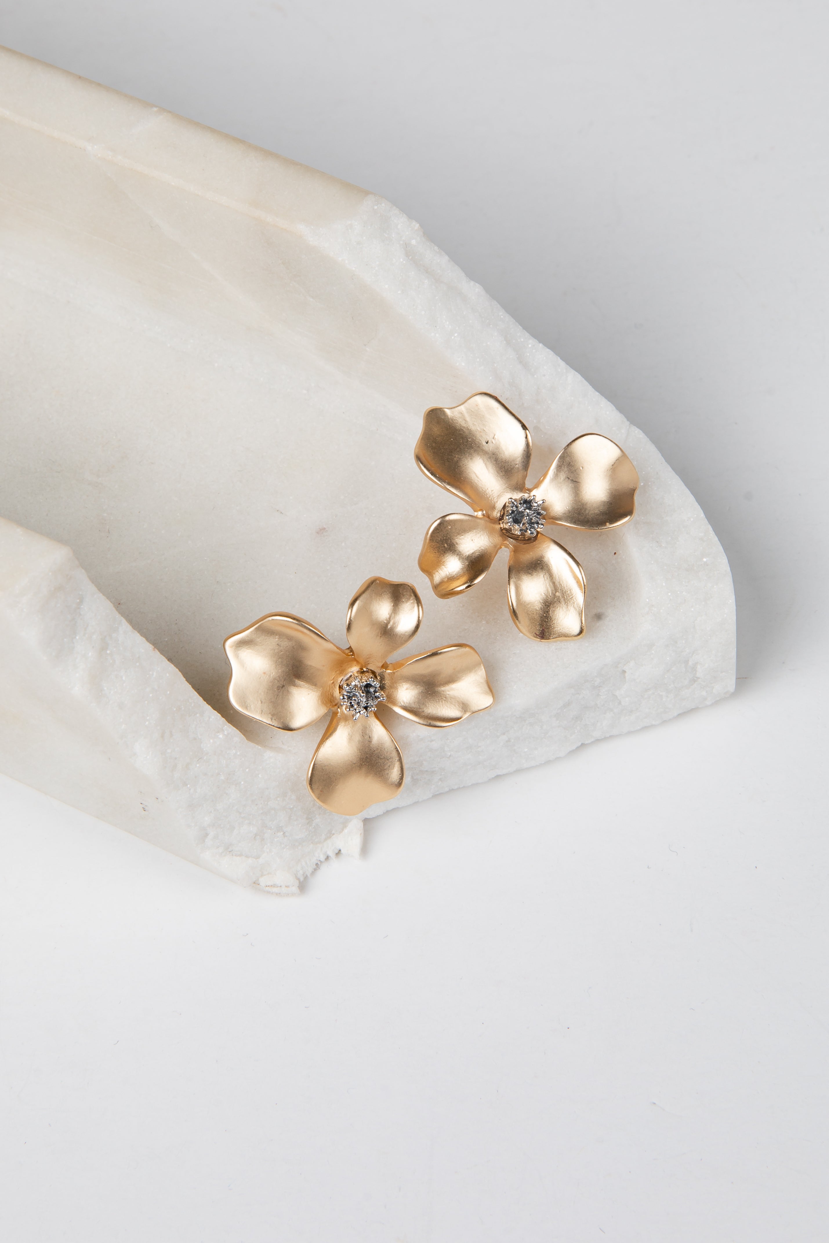 FINAL SALE - Audrey Gold Flower Stud Earrings