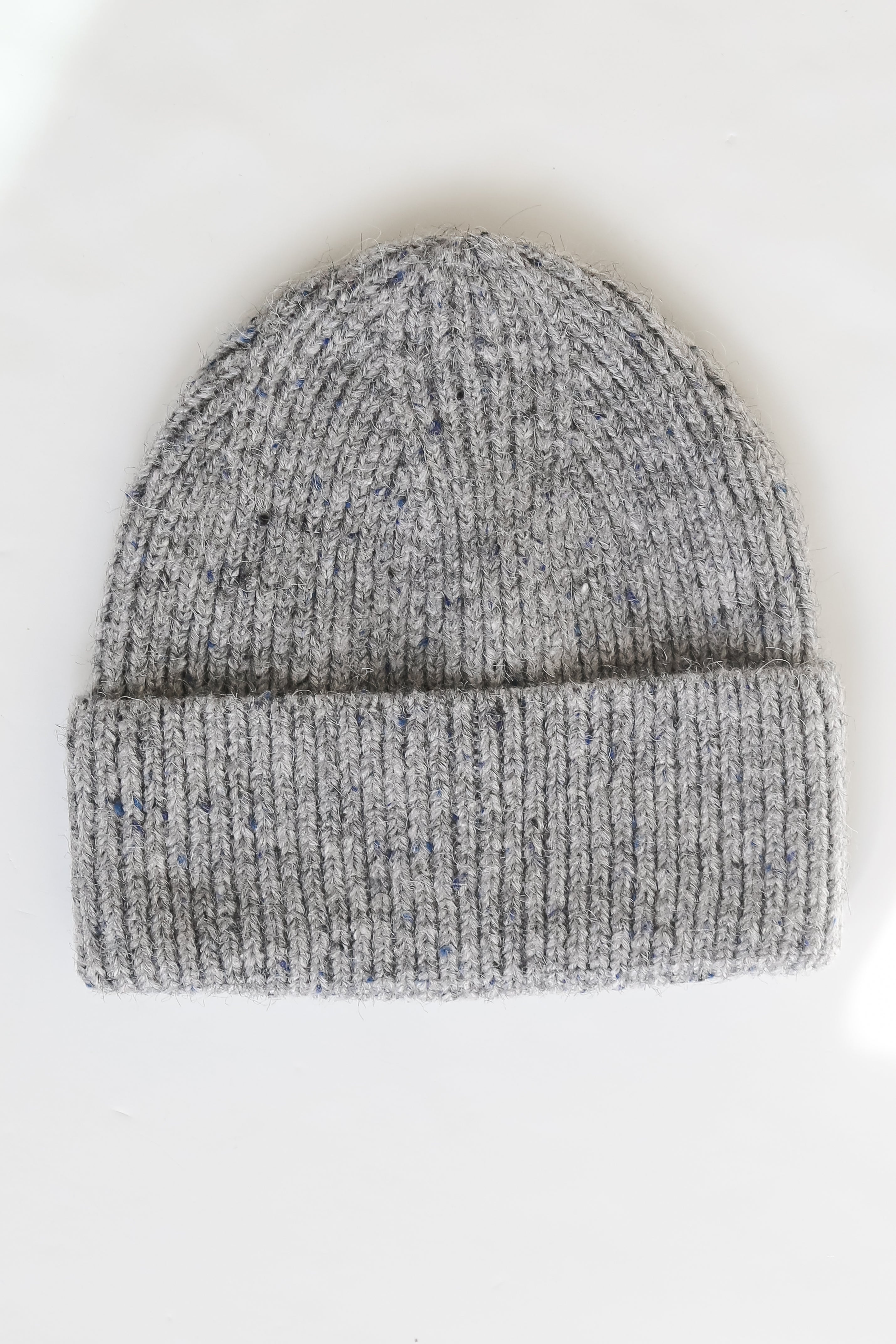 grey knit Beanie close up