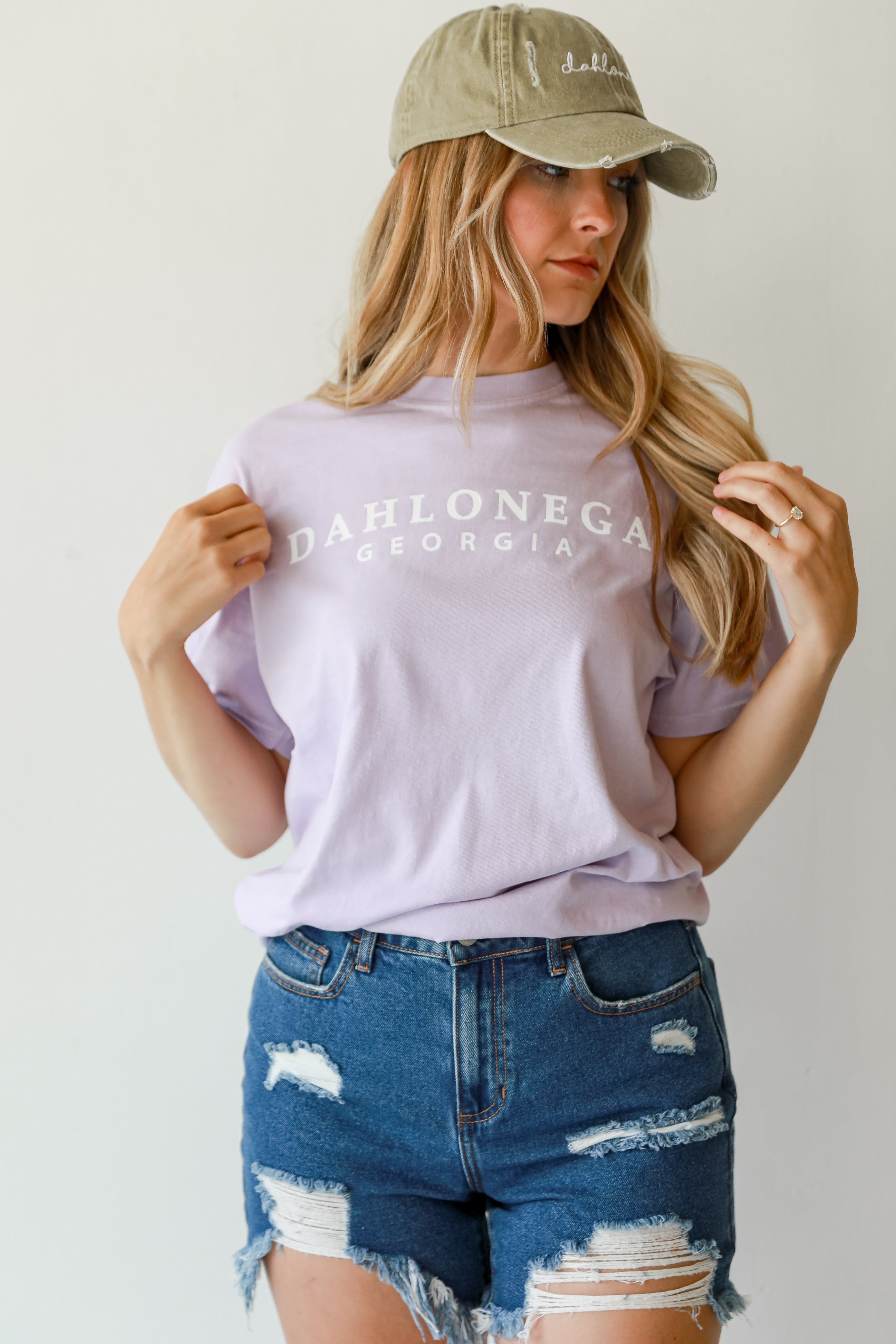 Lavender Dahlonega Georgia Block Letter Tee front view