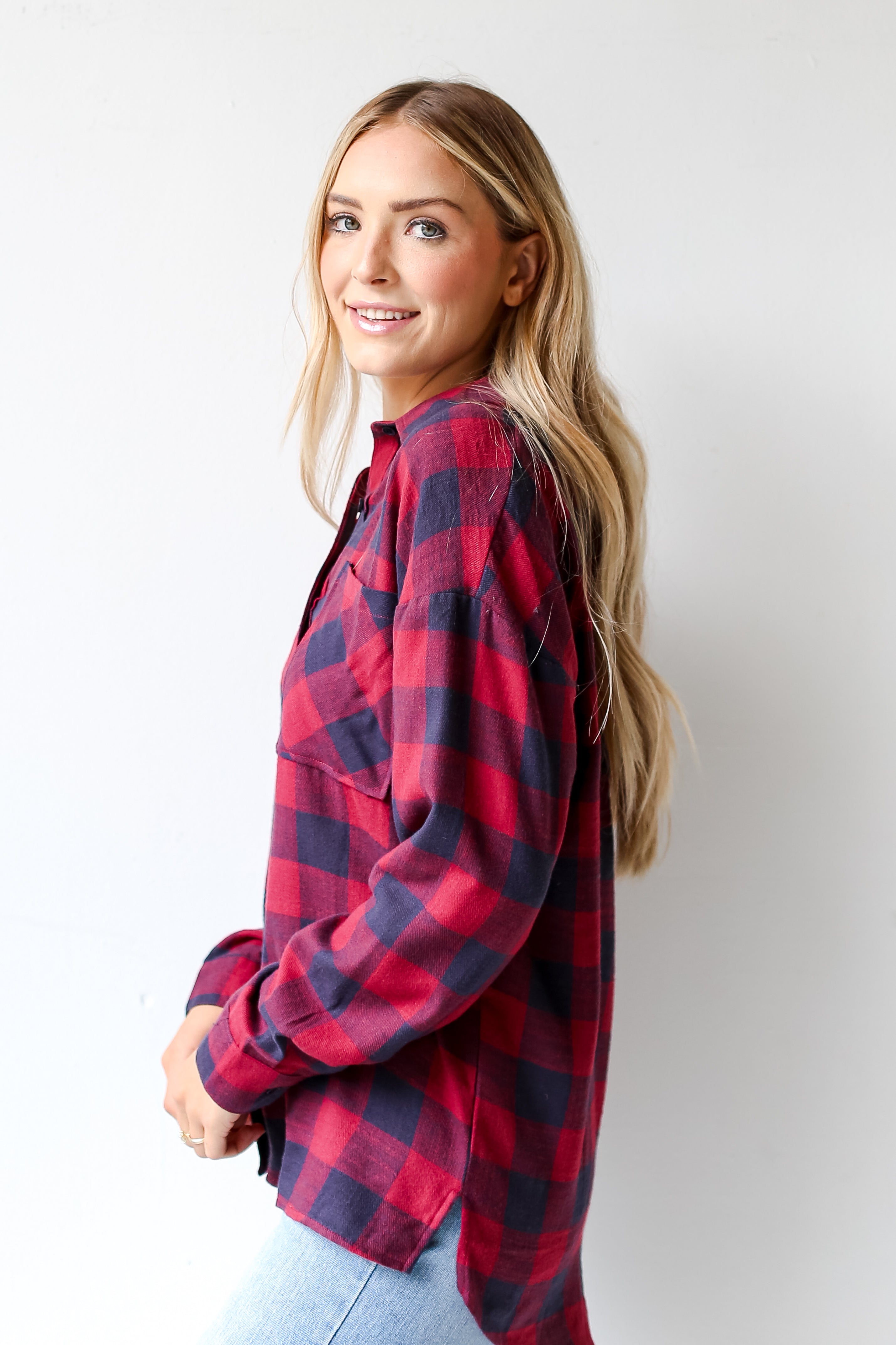 red Plaid Flannel side view