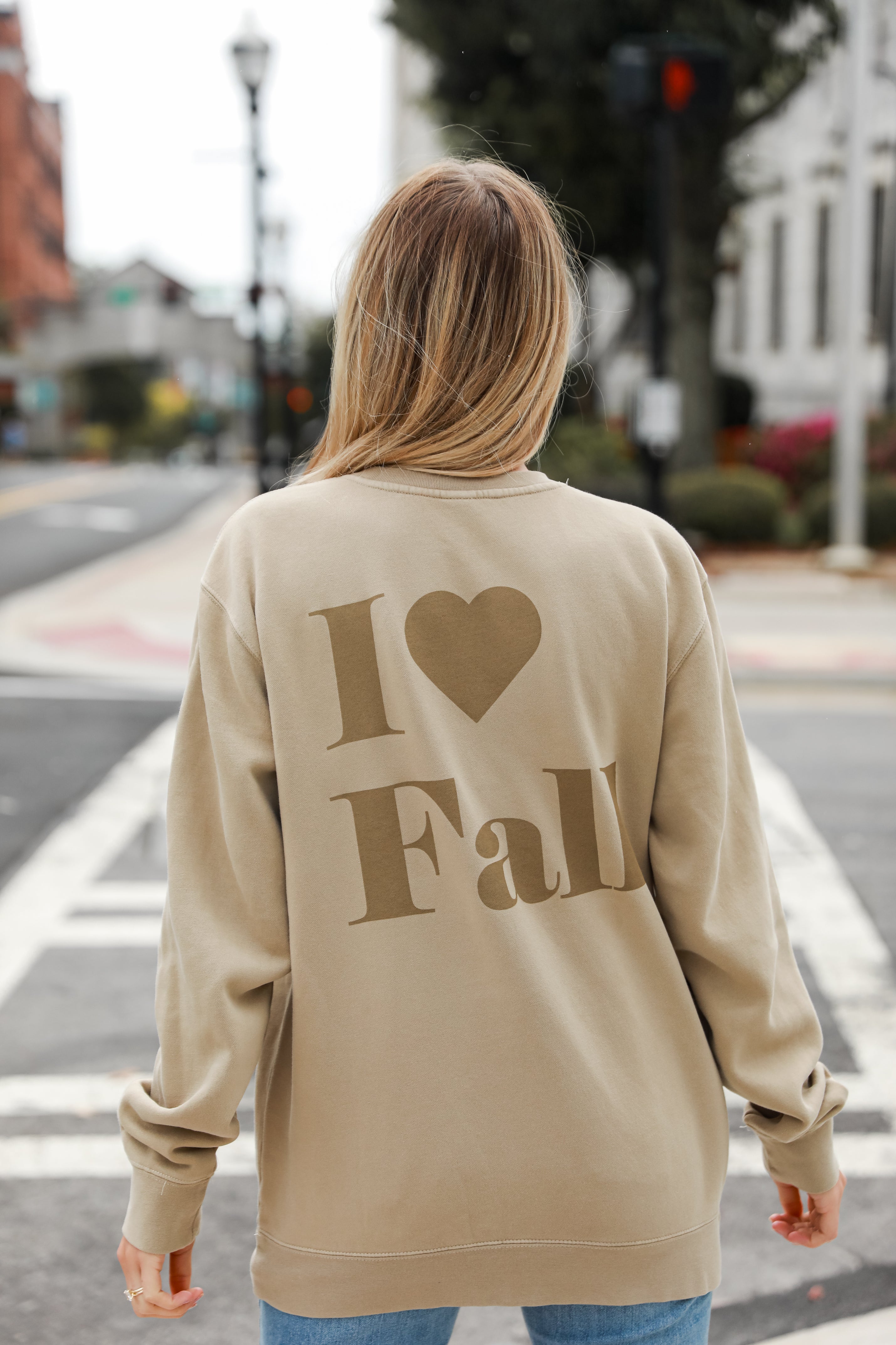 Tan I Love Fall Sweatshirt for Fall