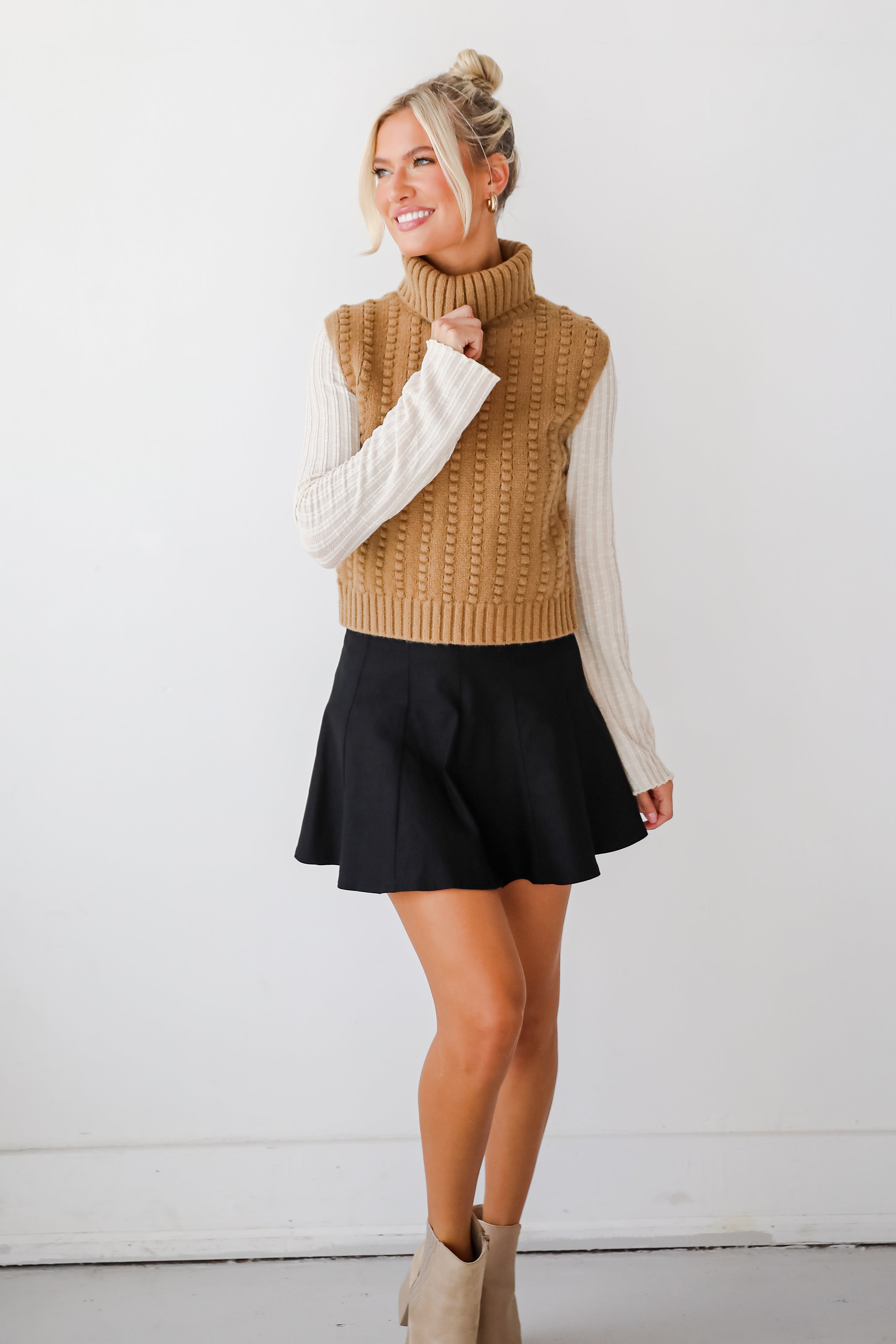 Dreamy Choice Taupe Turtleneck Sweater Top