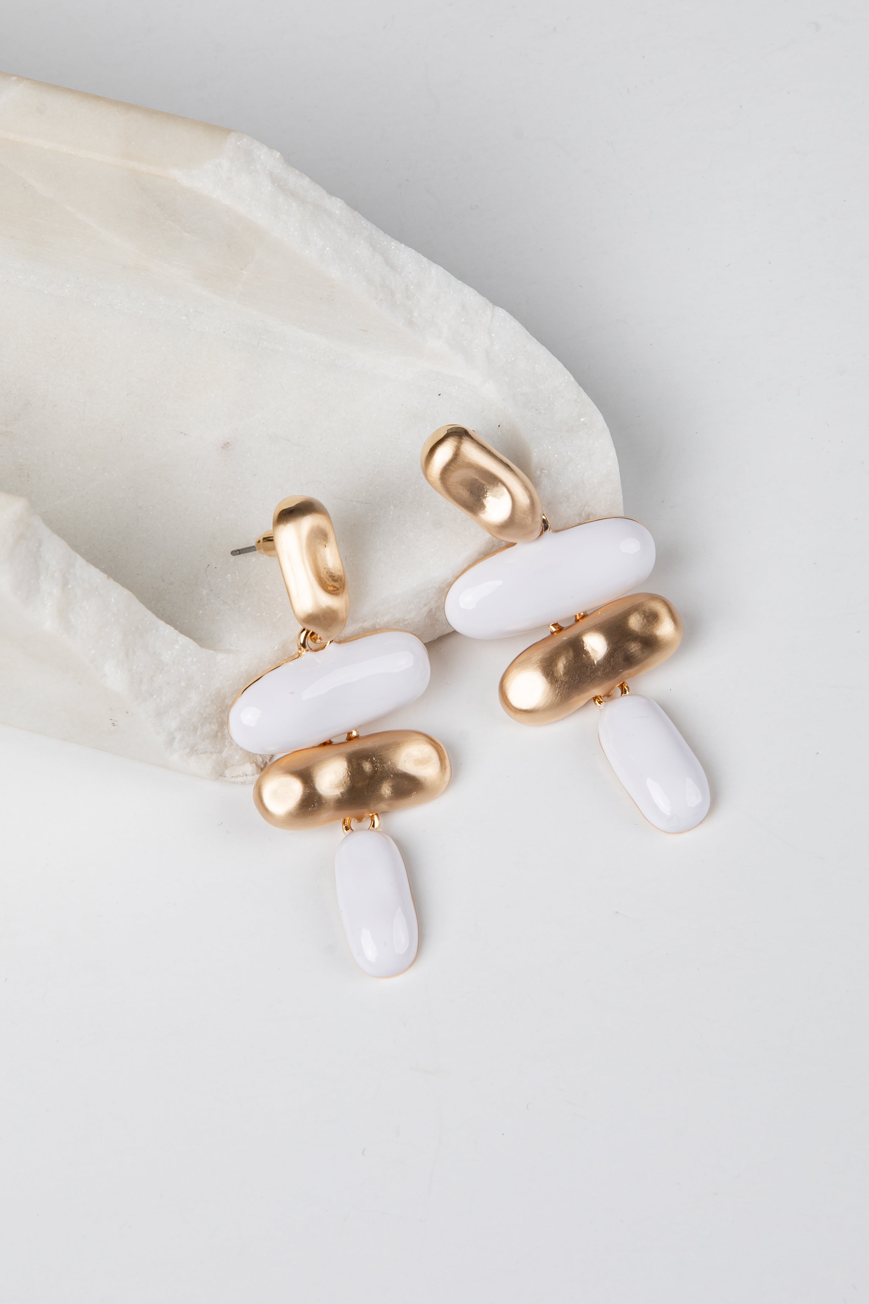 Holland Mixed White Link Drop Earrings