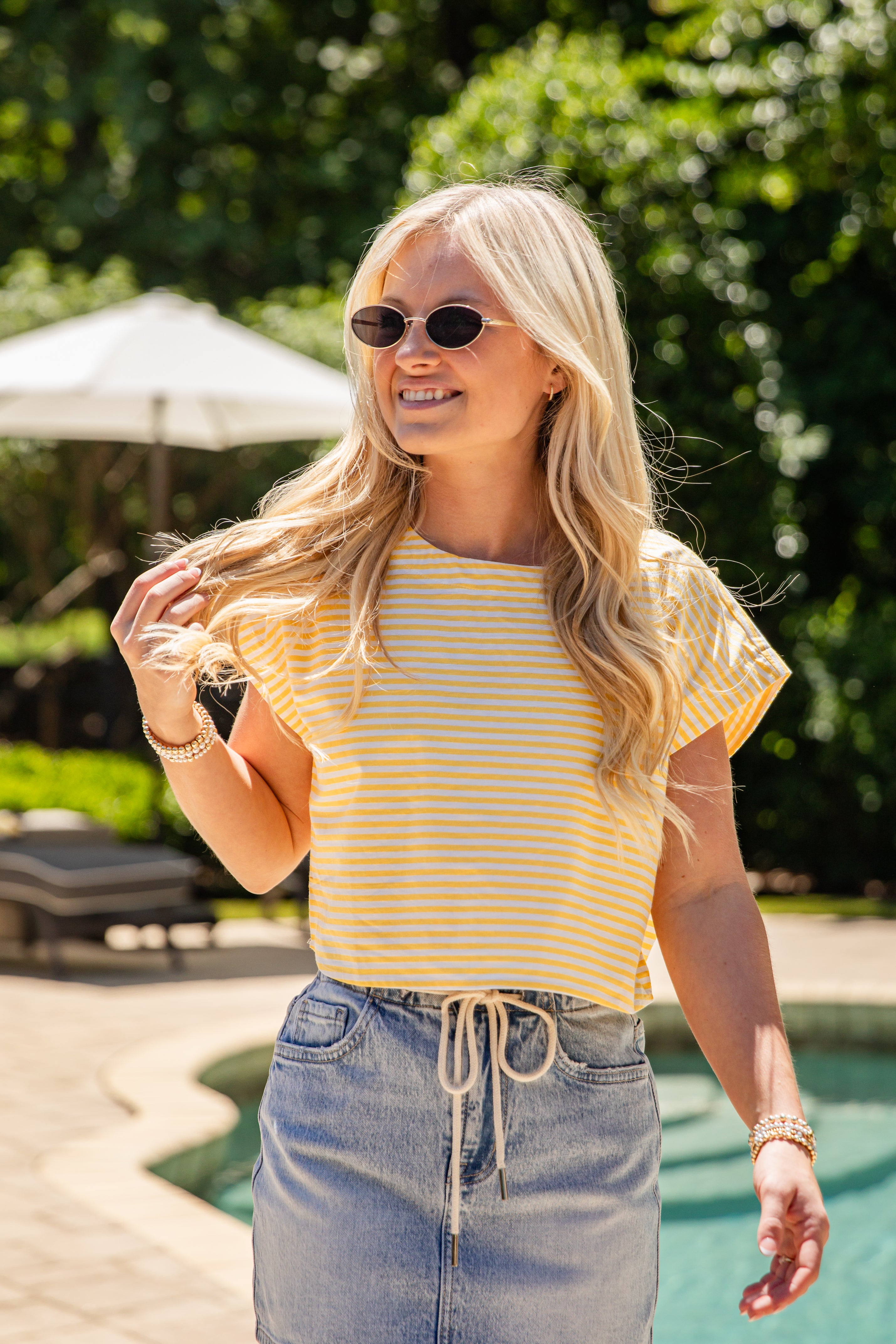 Happiness Ahead Yellow and White Striped Blouse