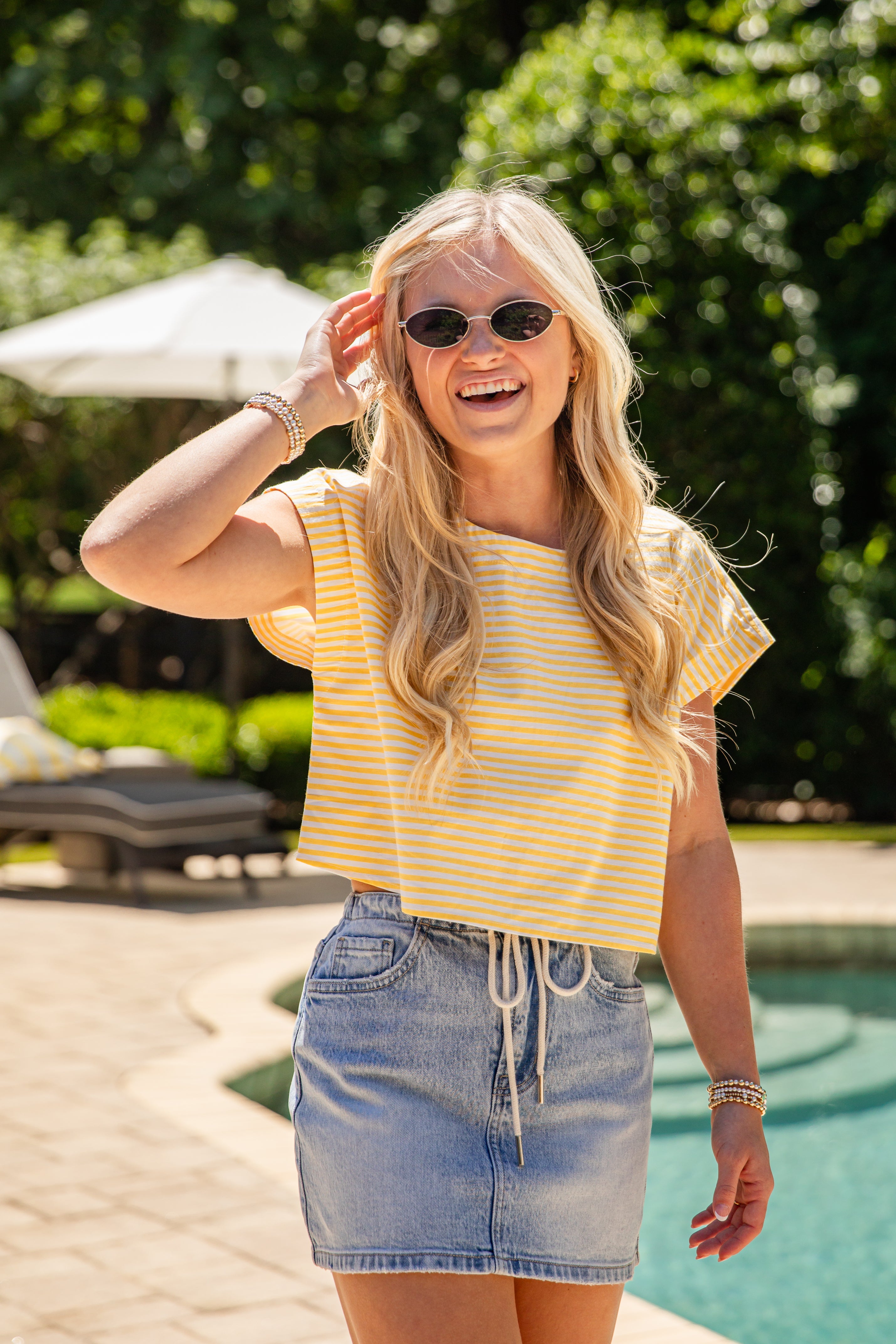 Happiness Ahead Yellow and White Striped Blouse