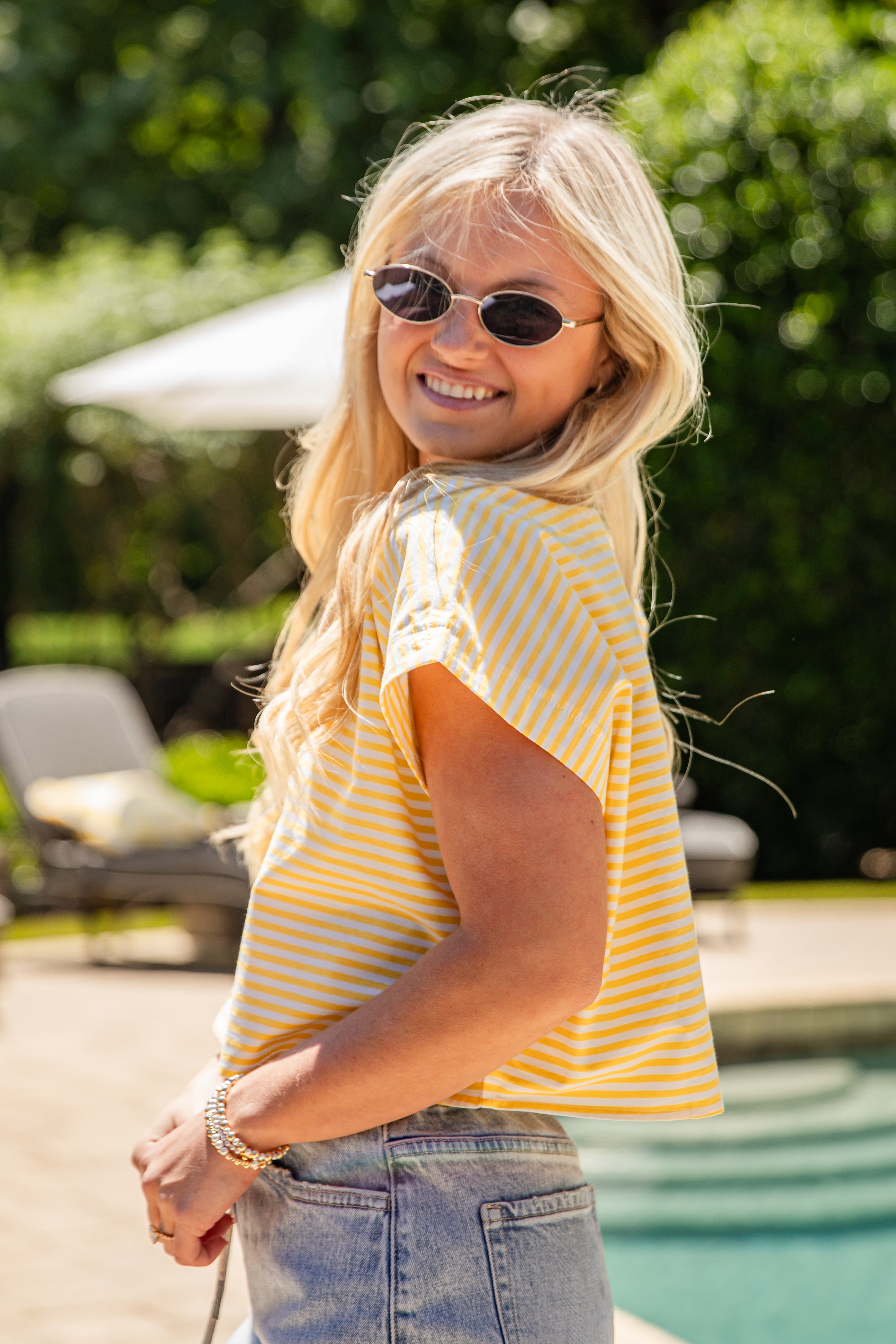 Happiness Ahead Yellow and White Striped Blouse