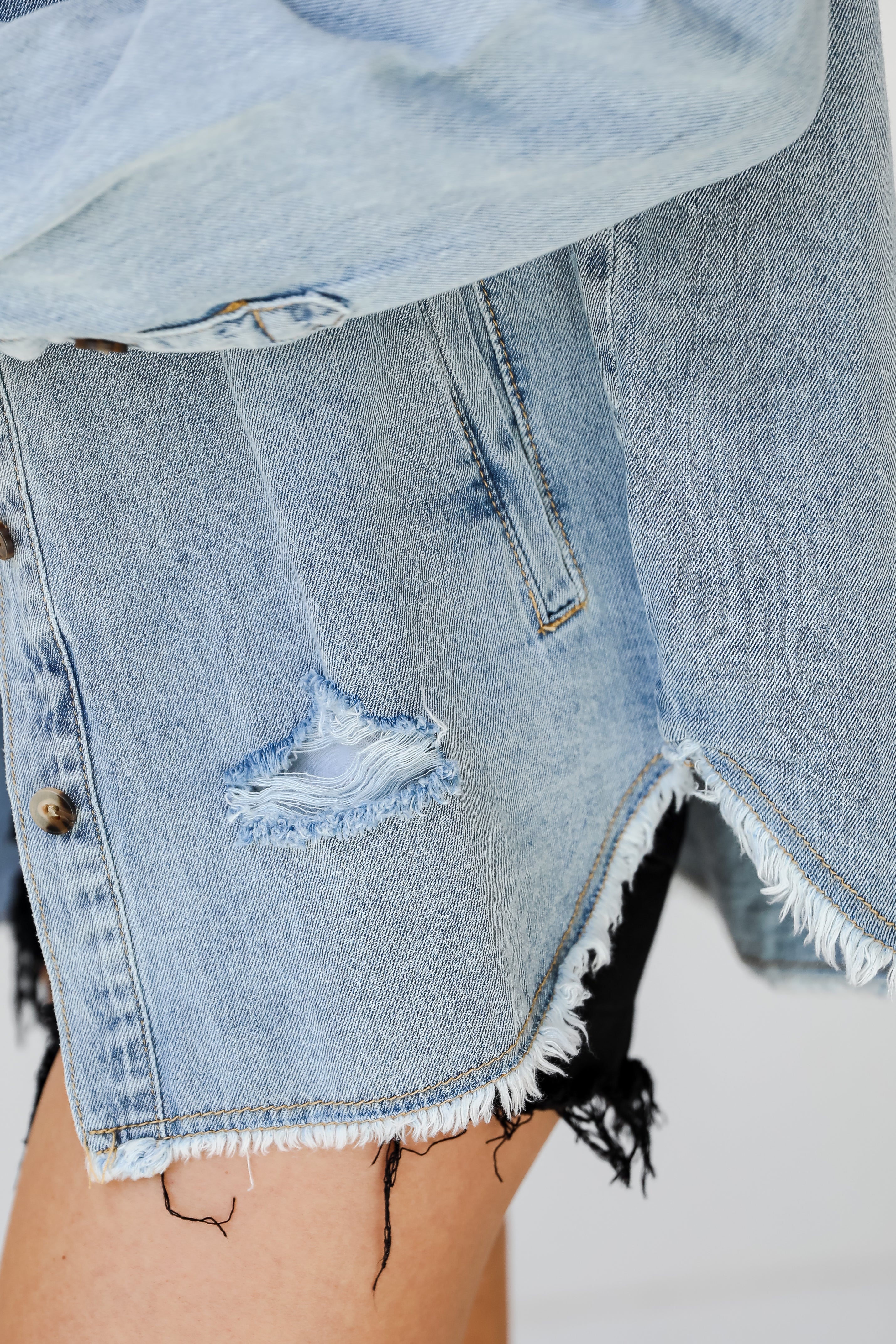 Distressed Denim Jacket close up
