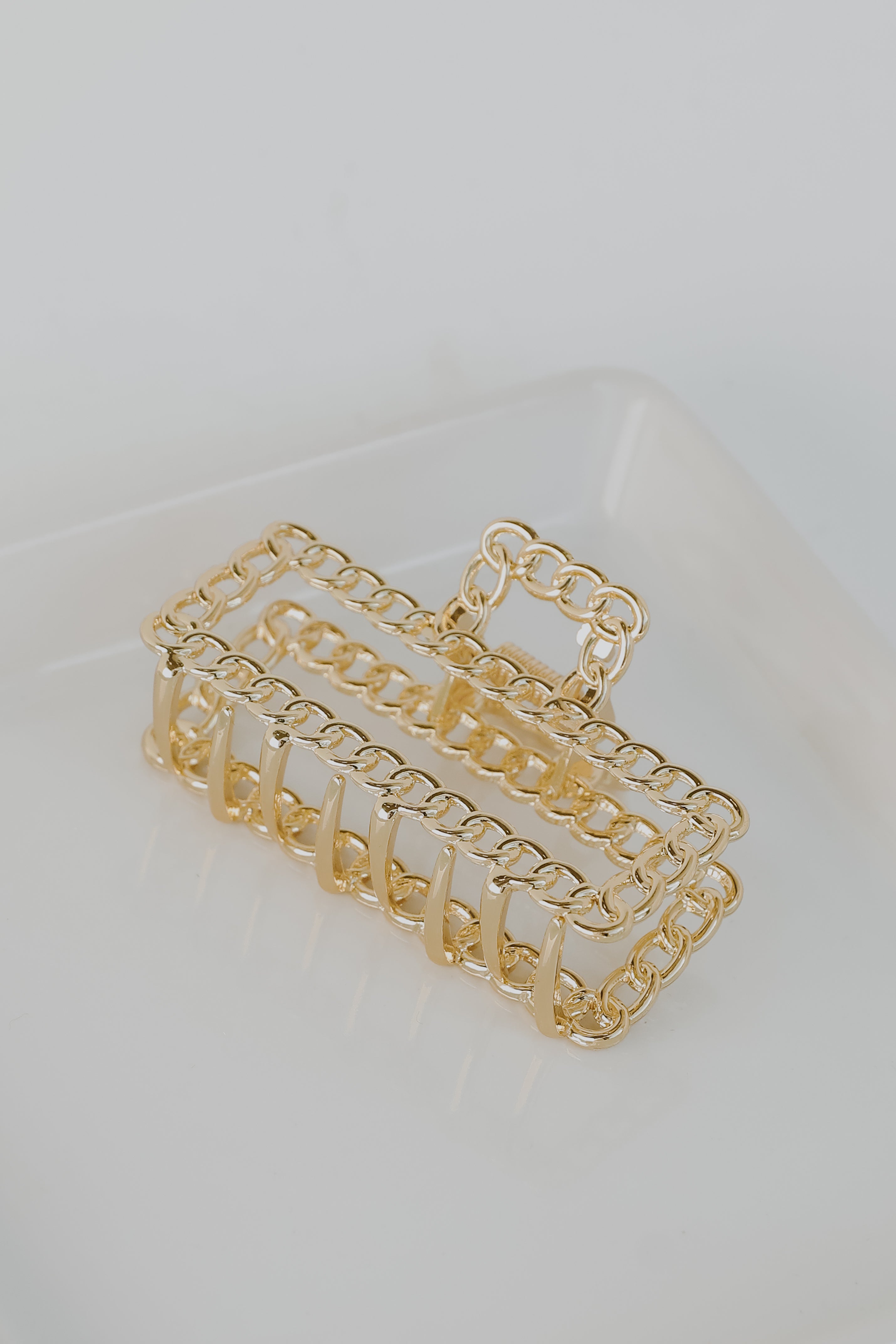 Gold Chainlink Claw Hair Clip flat lay