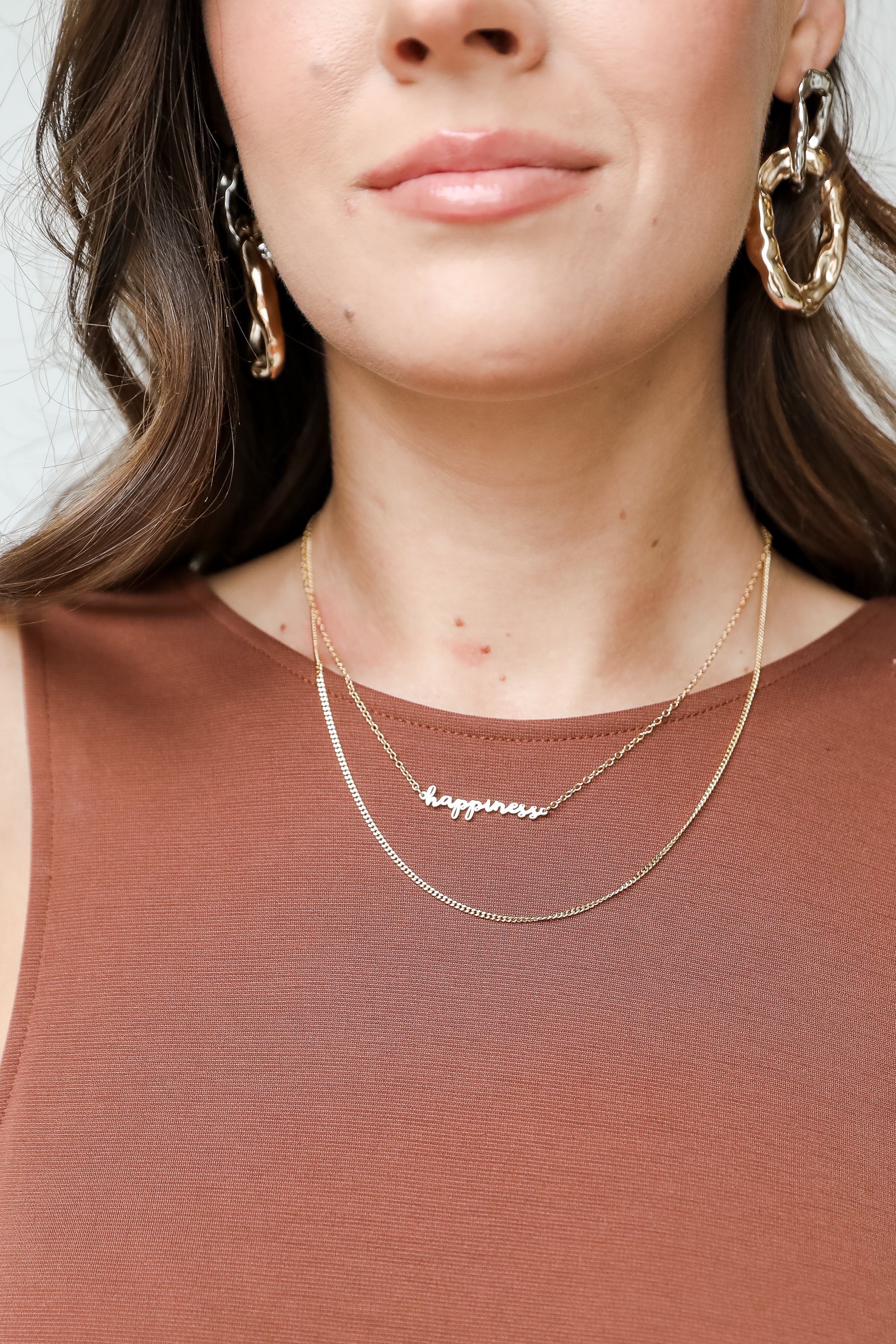 Happiness Gold Layered Necklace on model