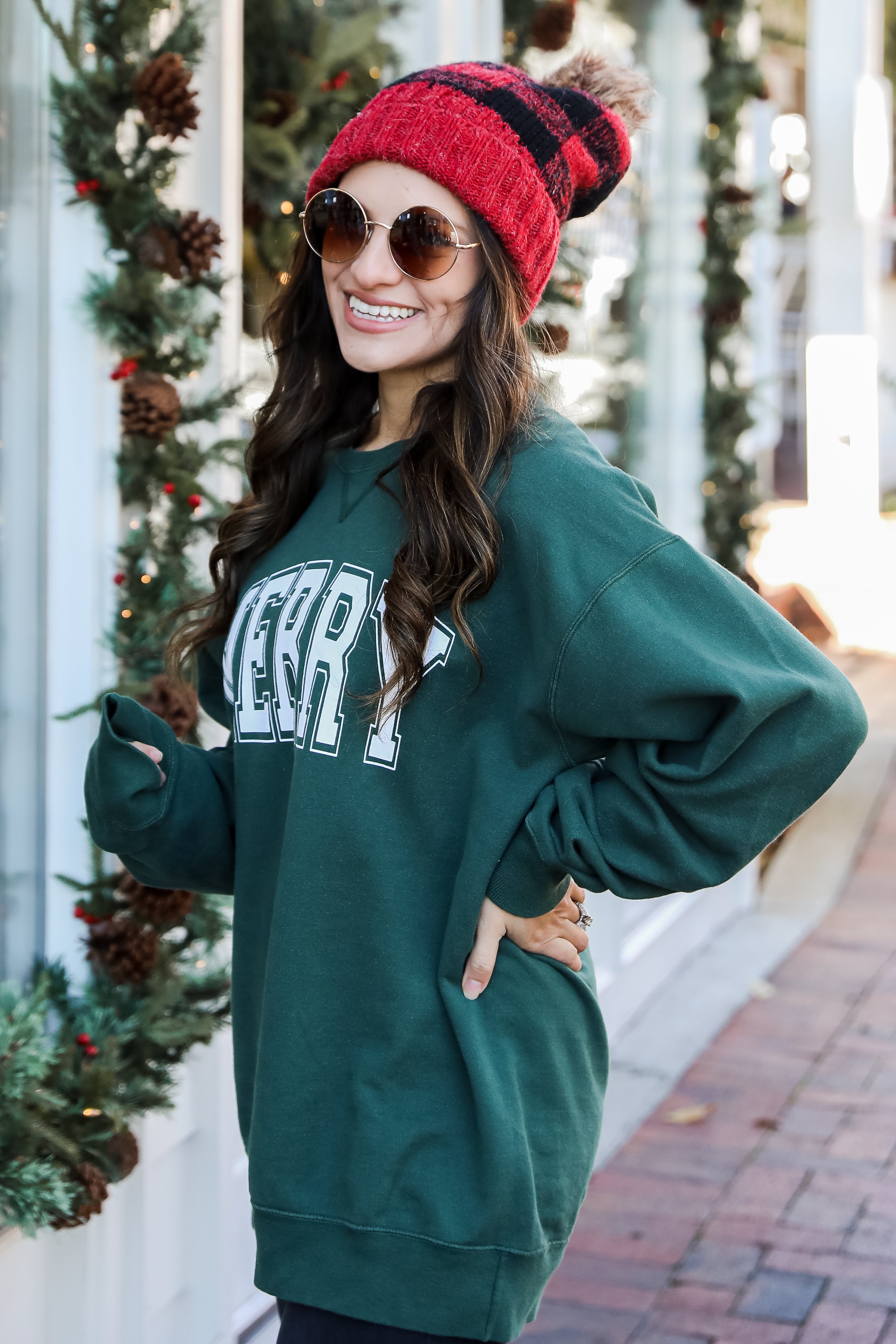 Hunter Green Merry Pullover side view