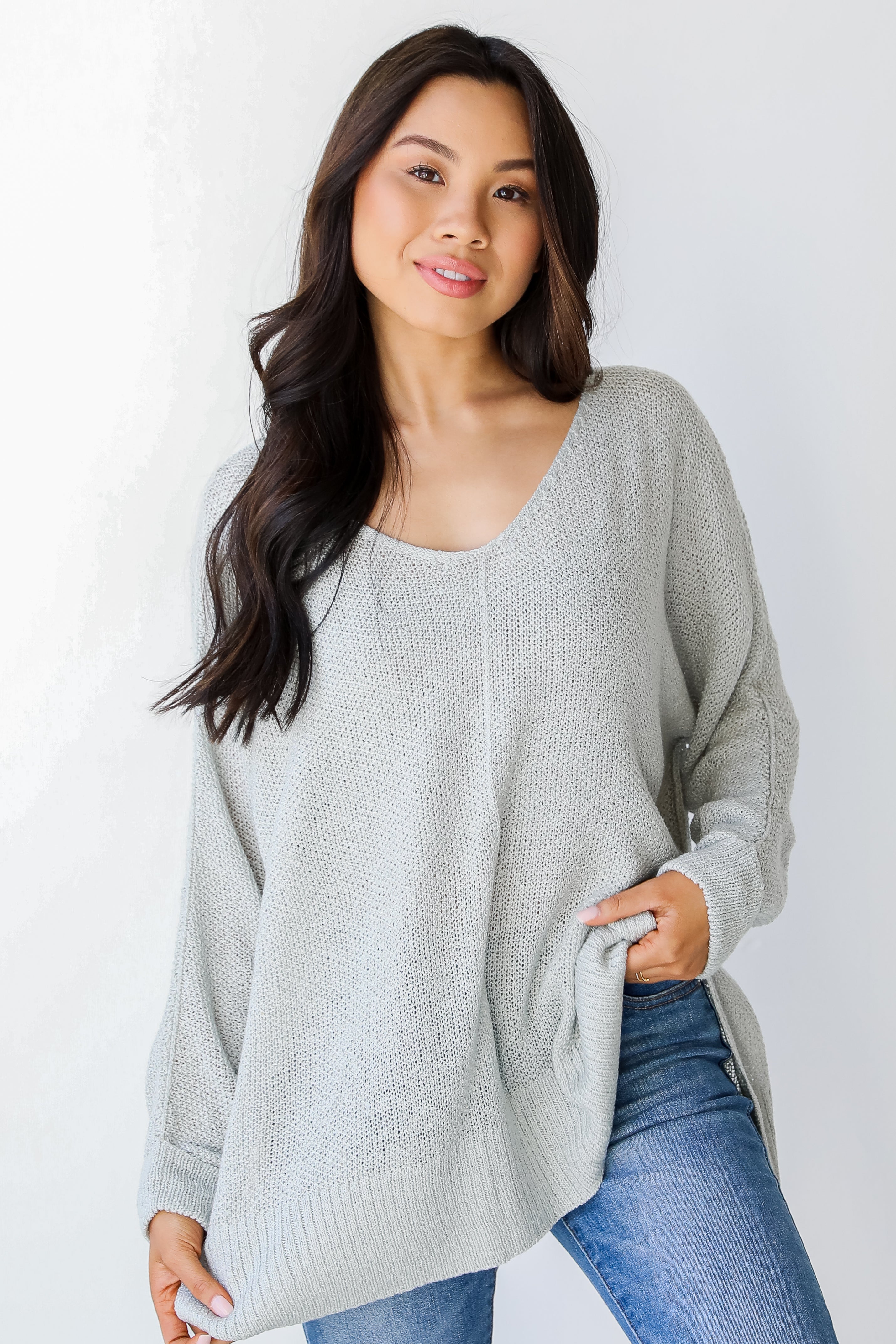 Knit Top in sage front view