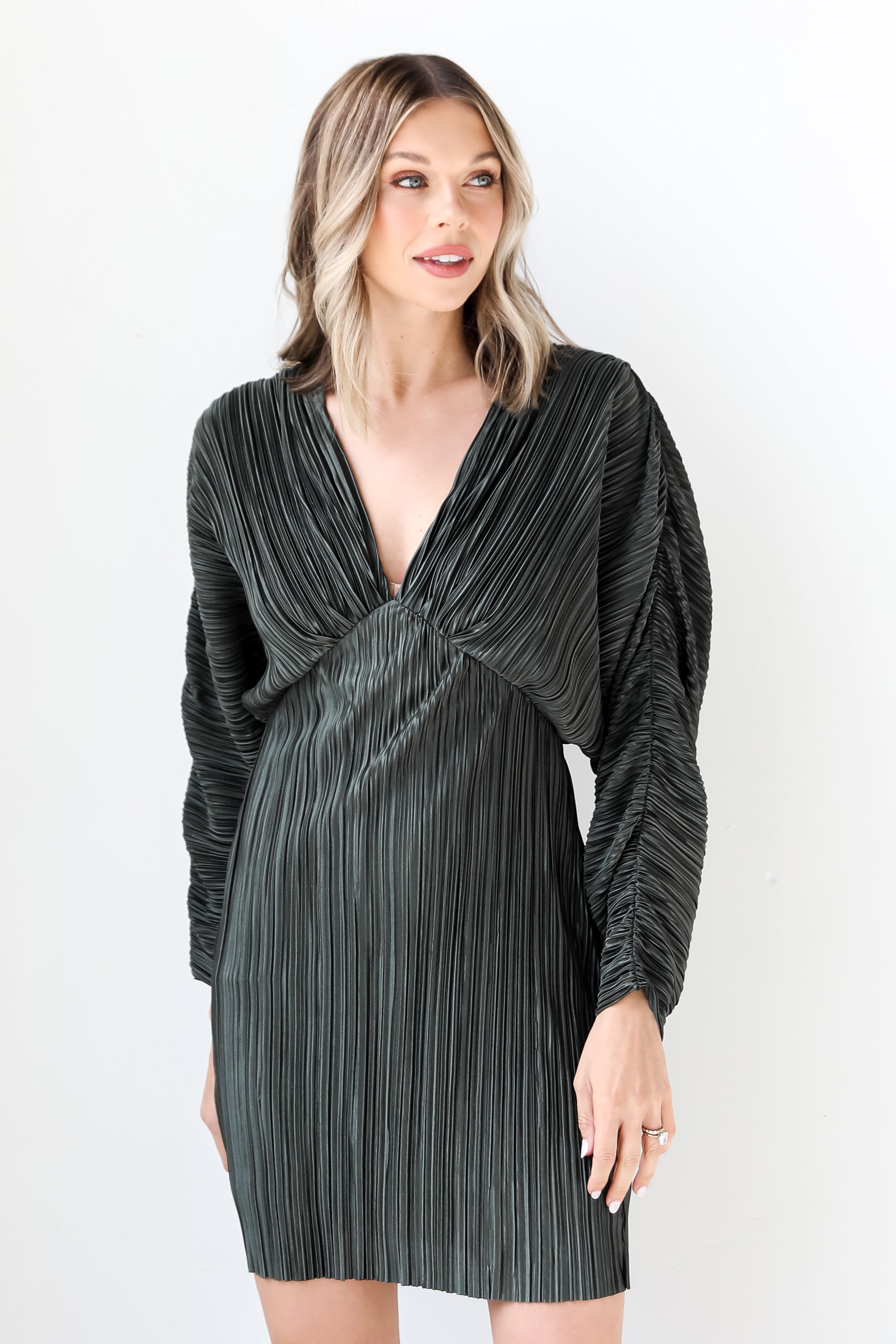 Pleated Mini Dress