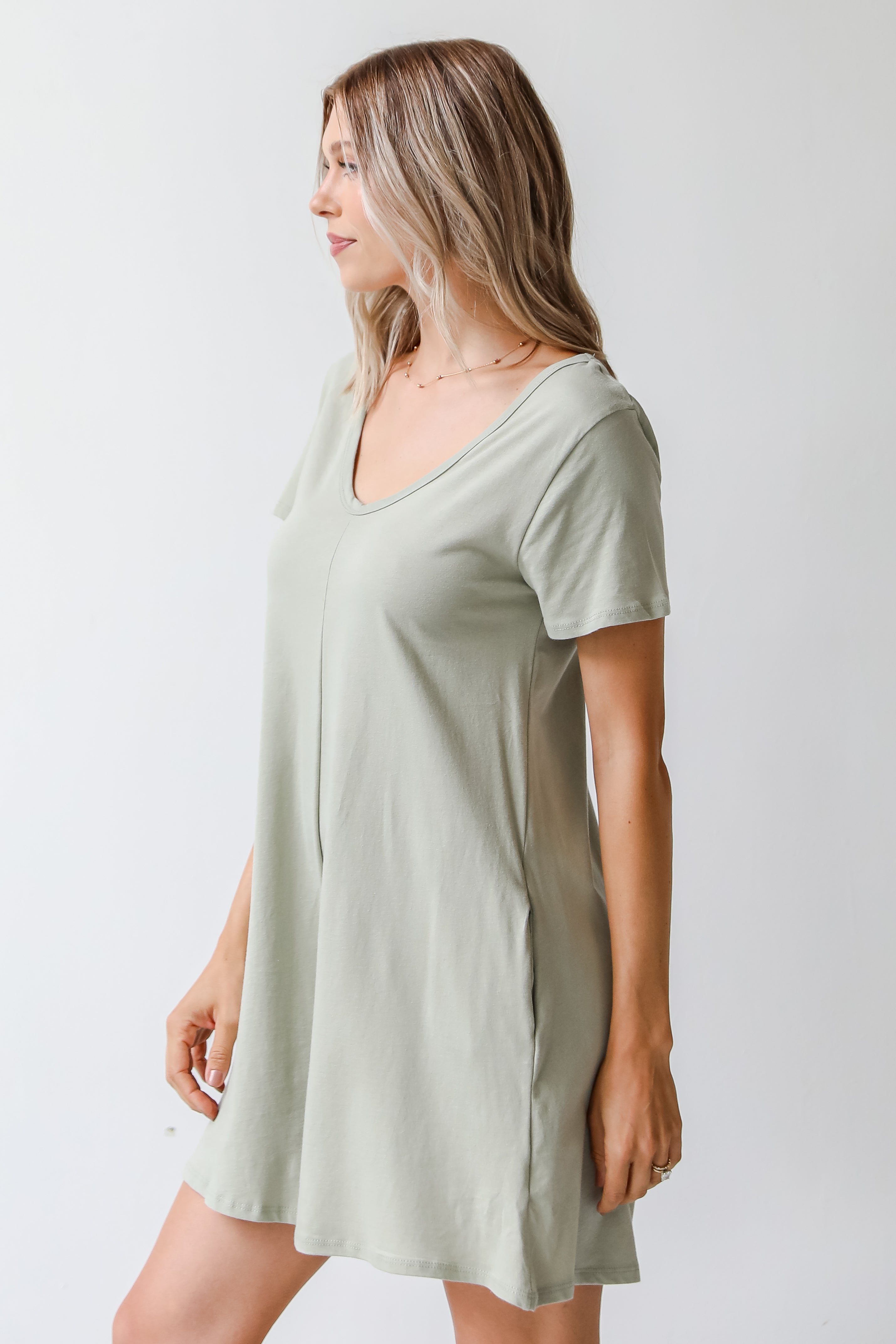 t shirt romper in sage