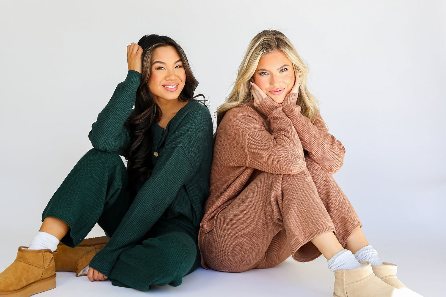 models wearing cute matching lounge sets. Gifts for her. Online women&