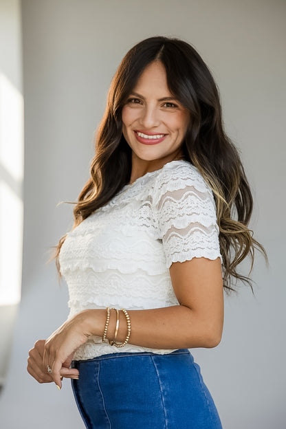 Delicate Devotion Off White Lace Blouse