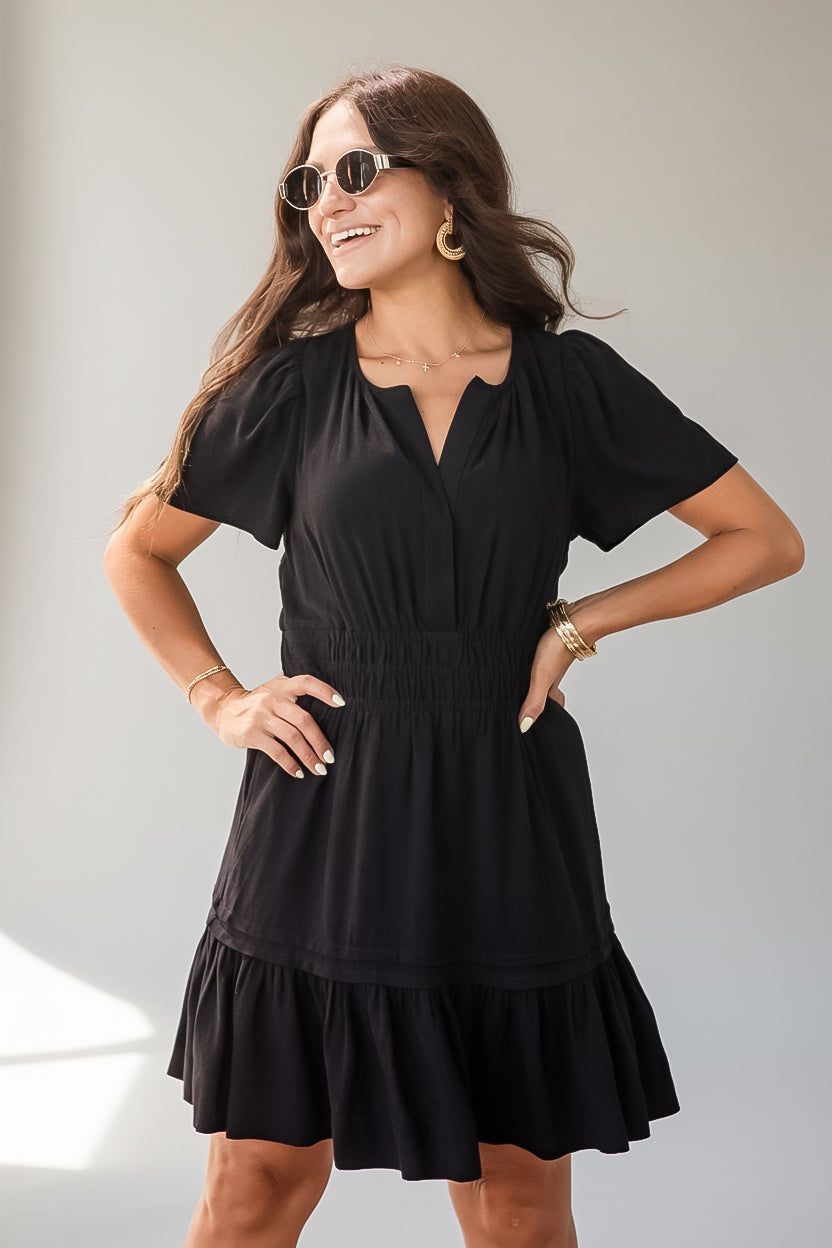 Apple Orchid Smocked Waist Mini Dress
