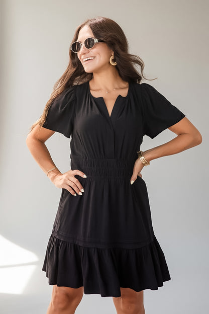 Apple Orchid Smocked Waist Mini Dress