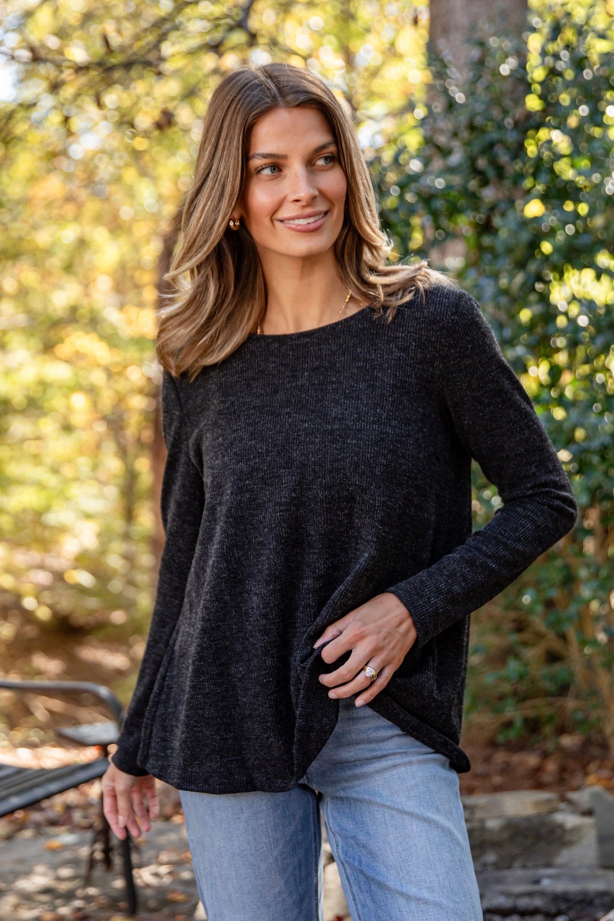 FINAL SALE - Undeniably Cute Black Knit Tie-Back Top - DU DEAL