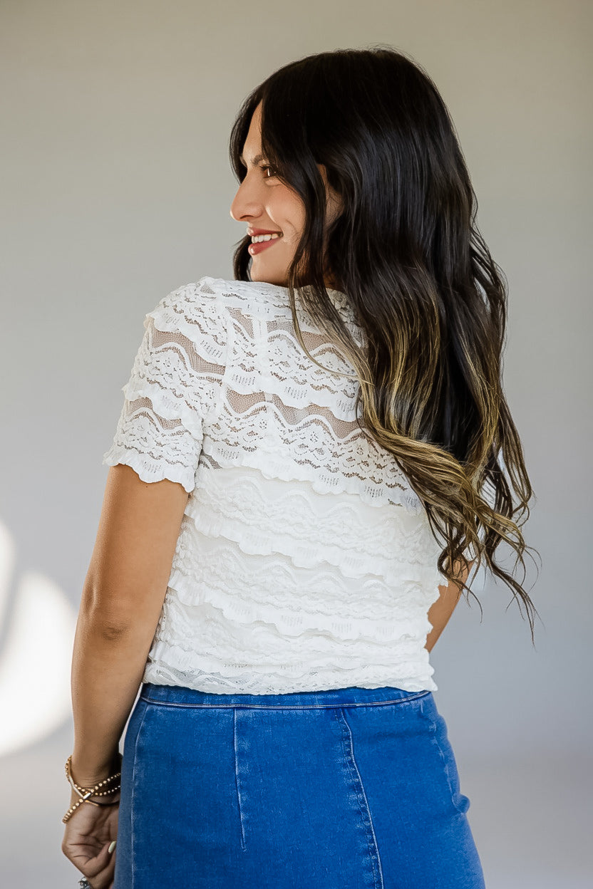 Delicate Devotion Off White Lace Blouse