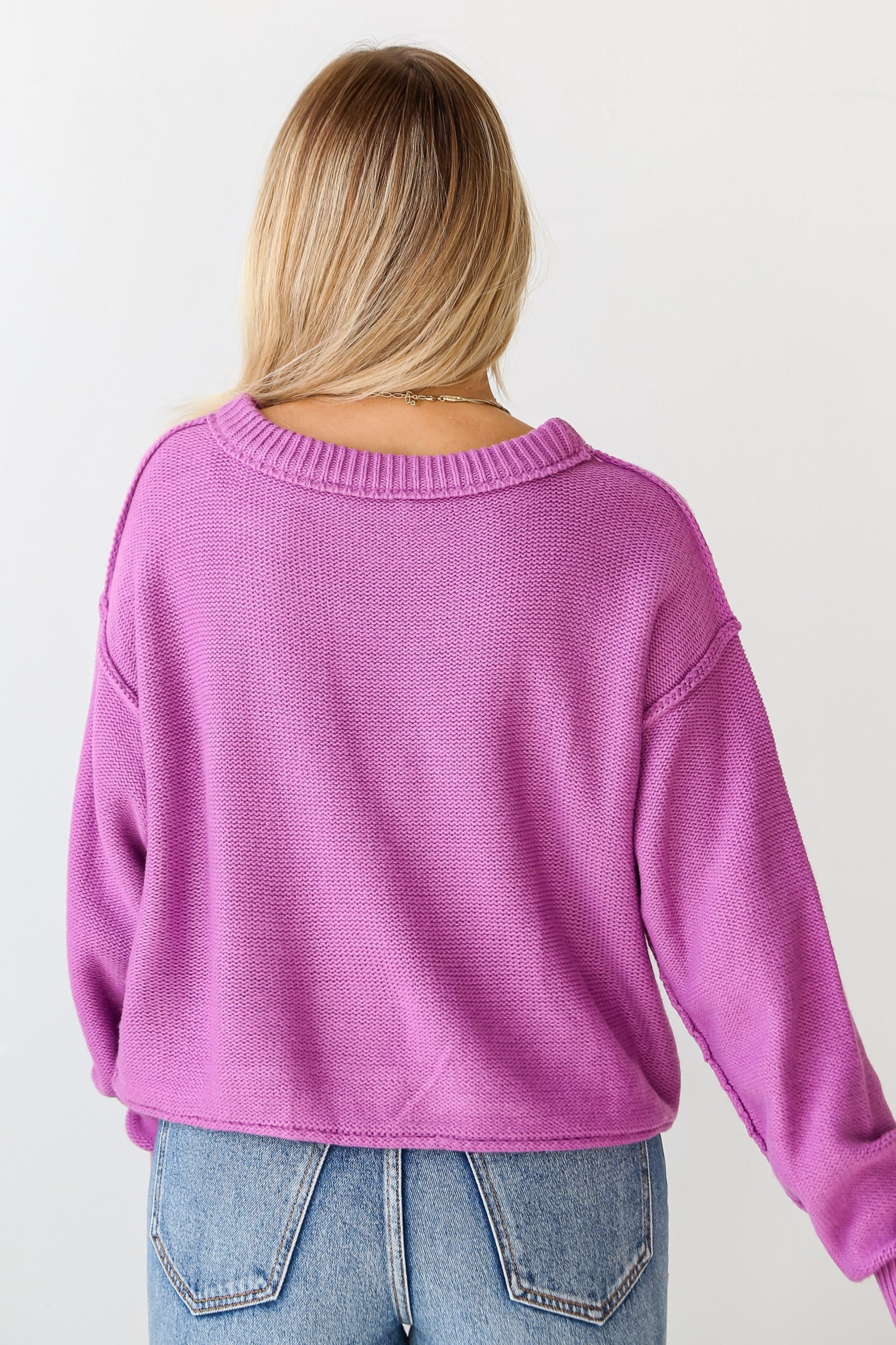Purple Oversized Sweater back view