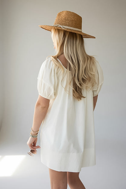 The Light In You Cream Puff Sleeve Mini Dress