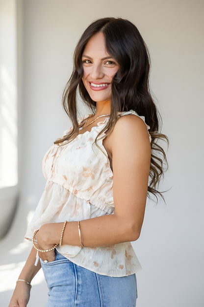 Top Choice Cream Floral Tank Top