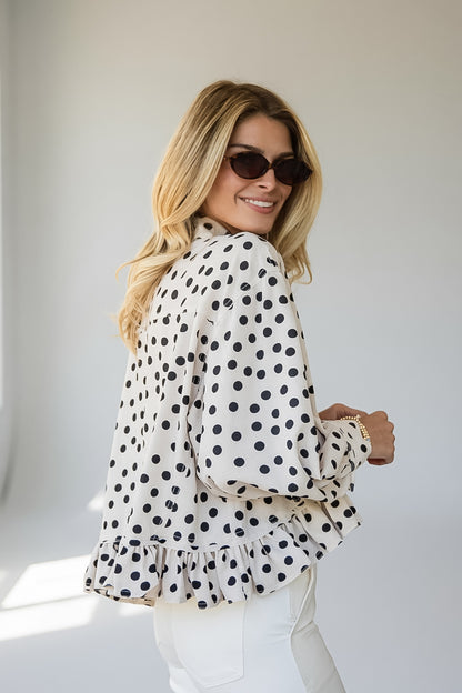 Paris After Dark Cream Polka Dot Blouse