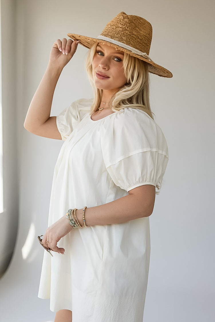 The Light In You Cream Puff Sleeve Mini Dress