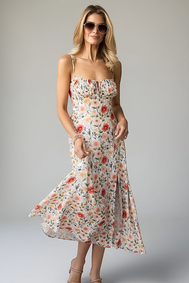 Garden Poetry Cream Floral Maxi Dress
