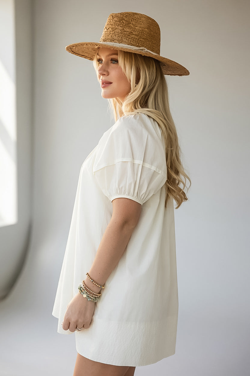 The Light In You Cream Puff Sleeve Mini Dress