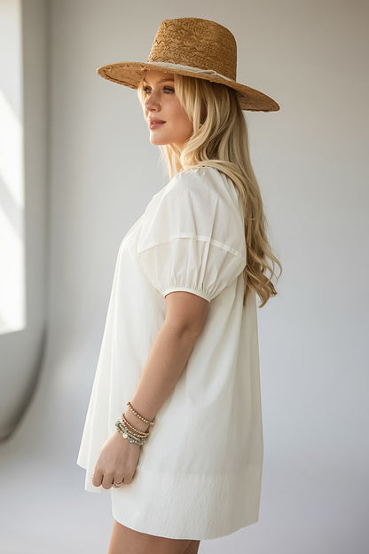 The Light In You Cream Puff Sleeve Mini Dress