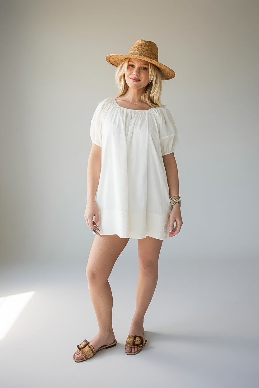The Light In You Cream Puff Sleeve Mini Dress