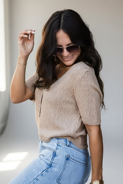 Crisp Mornings Textured Cardigan Top