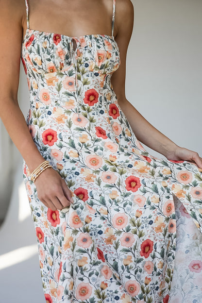 Garden Poetry Cream Floral Maxi Dress