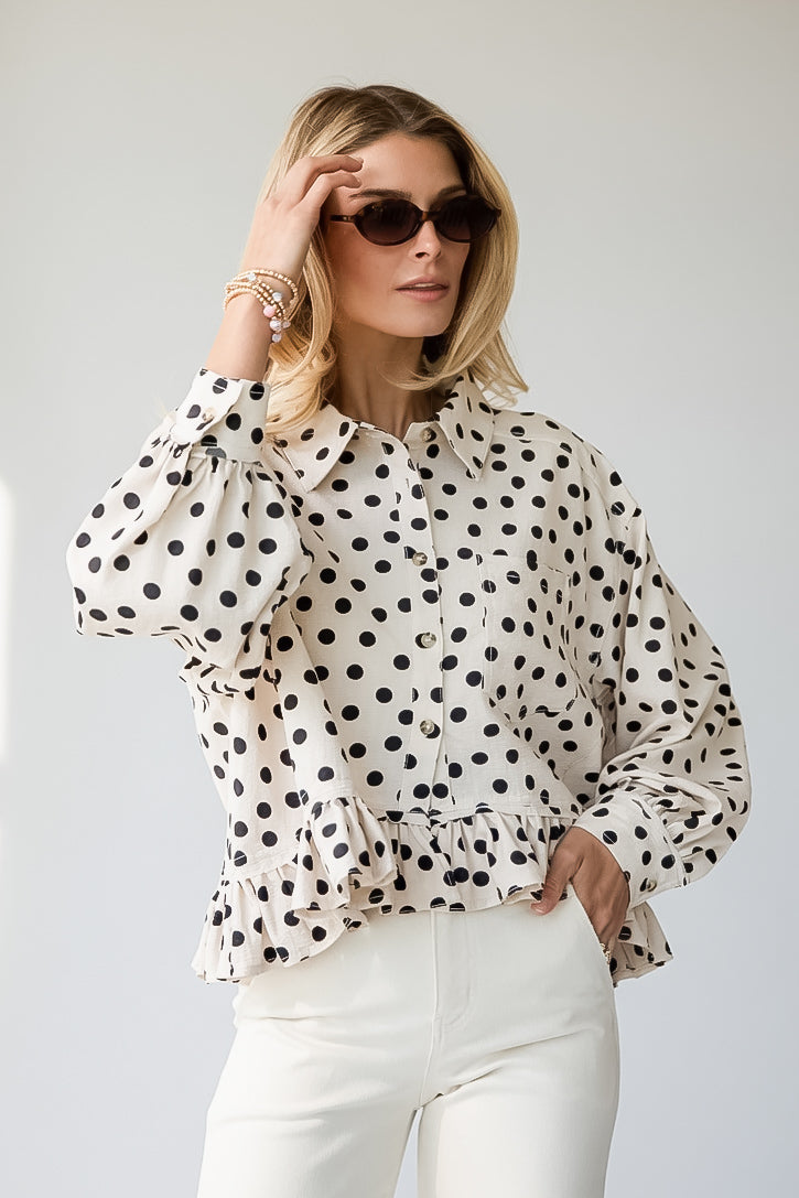 Paris After Dark Cream Polka Dot Blouse