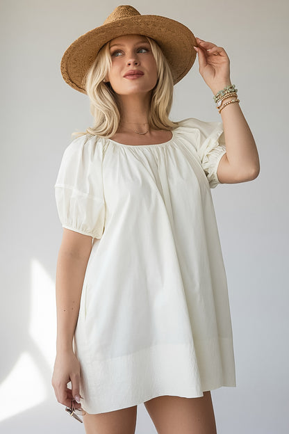 The Light In You Cream Puff Sleeve Mini Dress