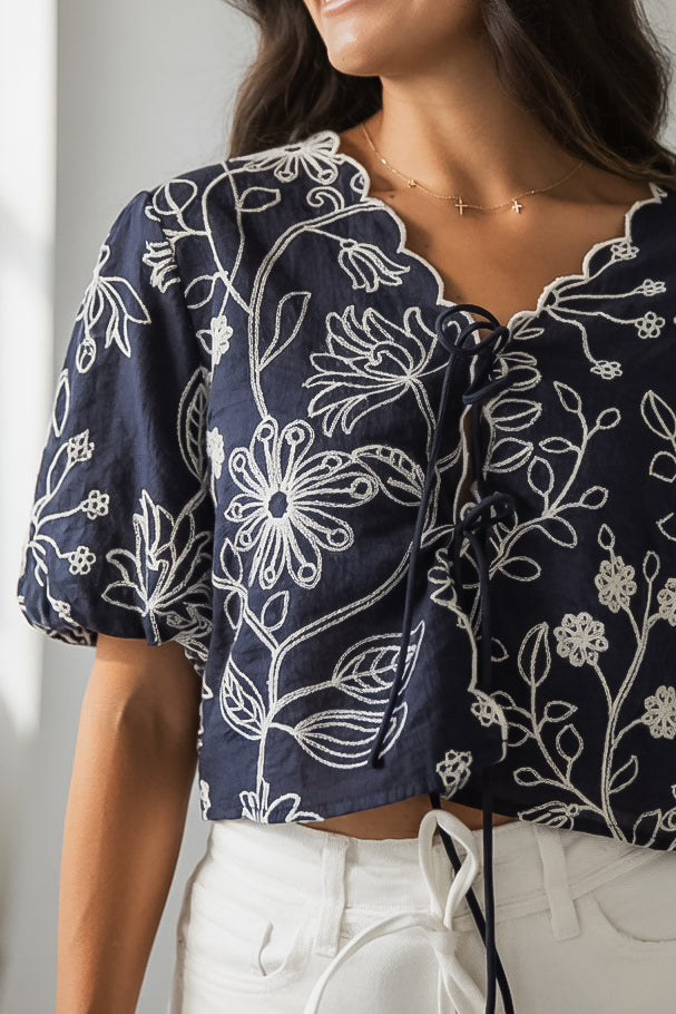 Dressed For It Floral Embroidered Blouse
